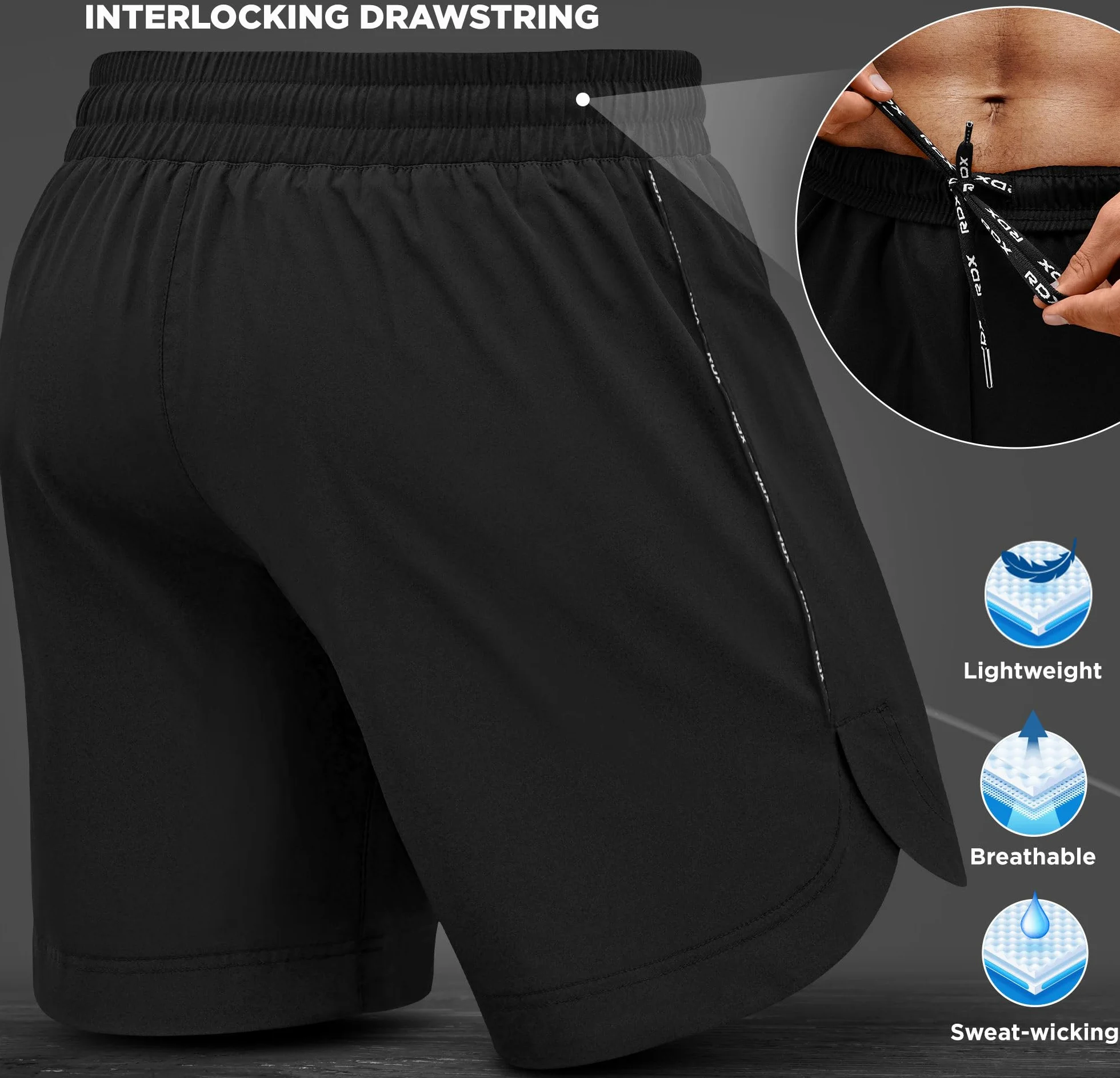 RDX Short MMA d'Entraînement Kick Boxe Grappling Sparring Arts Martiaux Cage Fight BJJ Muay Thai Fitness Musculation Sports de Combat