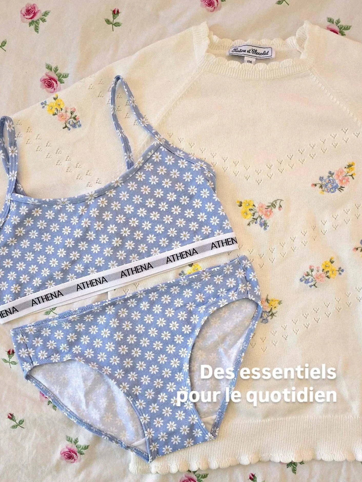 Athena Brassière Fille Lot de 2 Oeko-TEX® Imprimé Uni Fines Bretelles