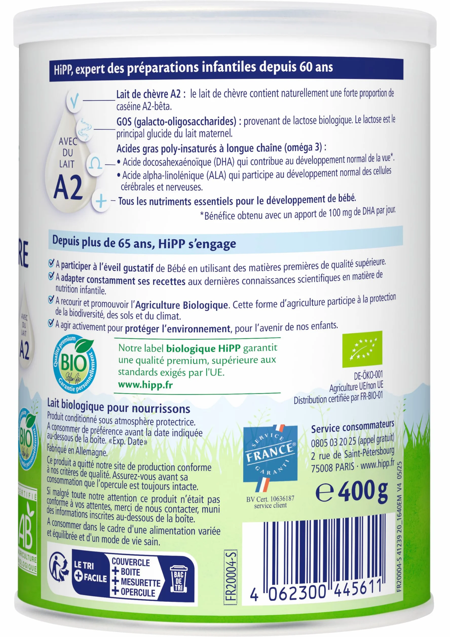 HiPP - Lait 2 De Suite au Lait de Chèvre - Boîte - 400g BIOLOGIQUE