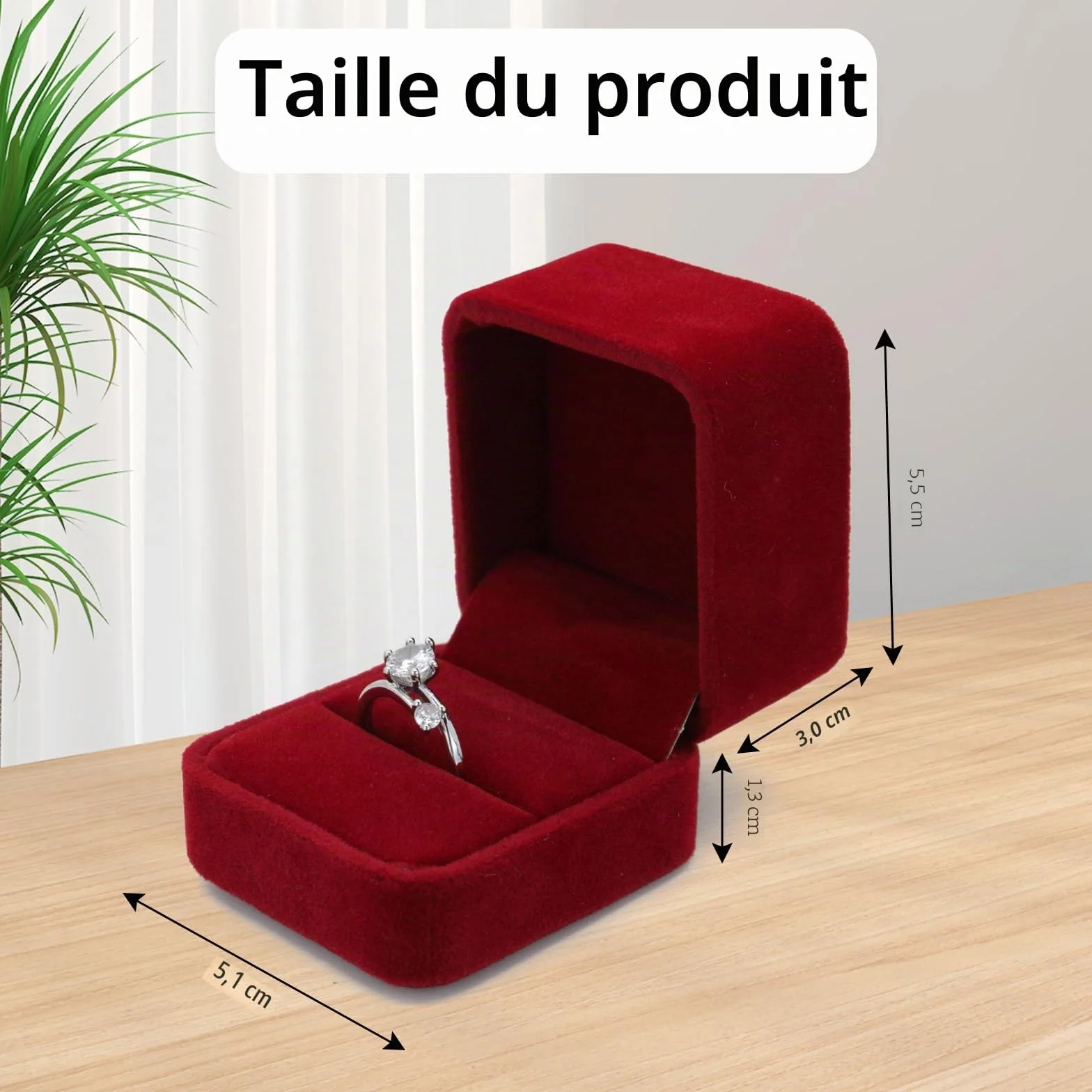 Boîte à Bague de Mariage en Velours, Alliance Unique pour Fiançailles Rouge