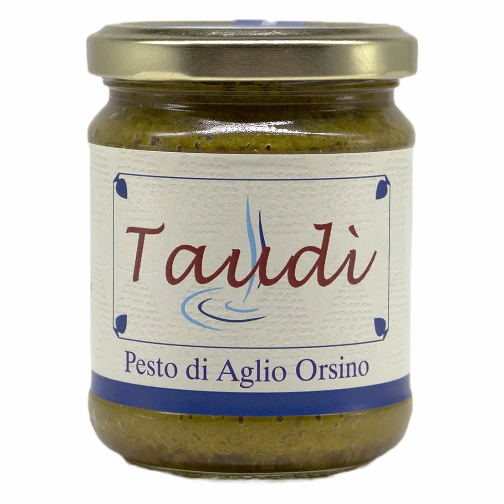 Taudì Conserve Pesto D'Ail Orsino Sauvage – Délice Sicilien 100% Naturel, Artisanal, Ingrédients Sélectionnés Pour Pâtes, Bruschettas & Plus, 180g en Pot De Verre Premium