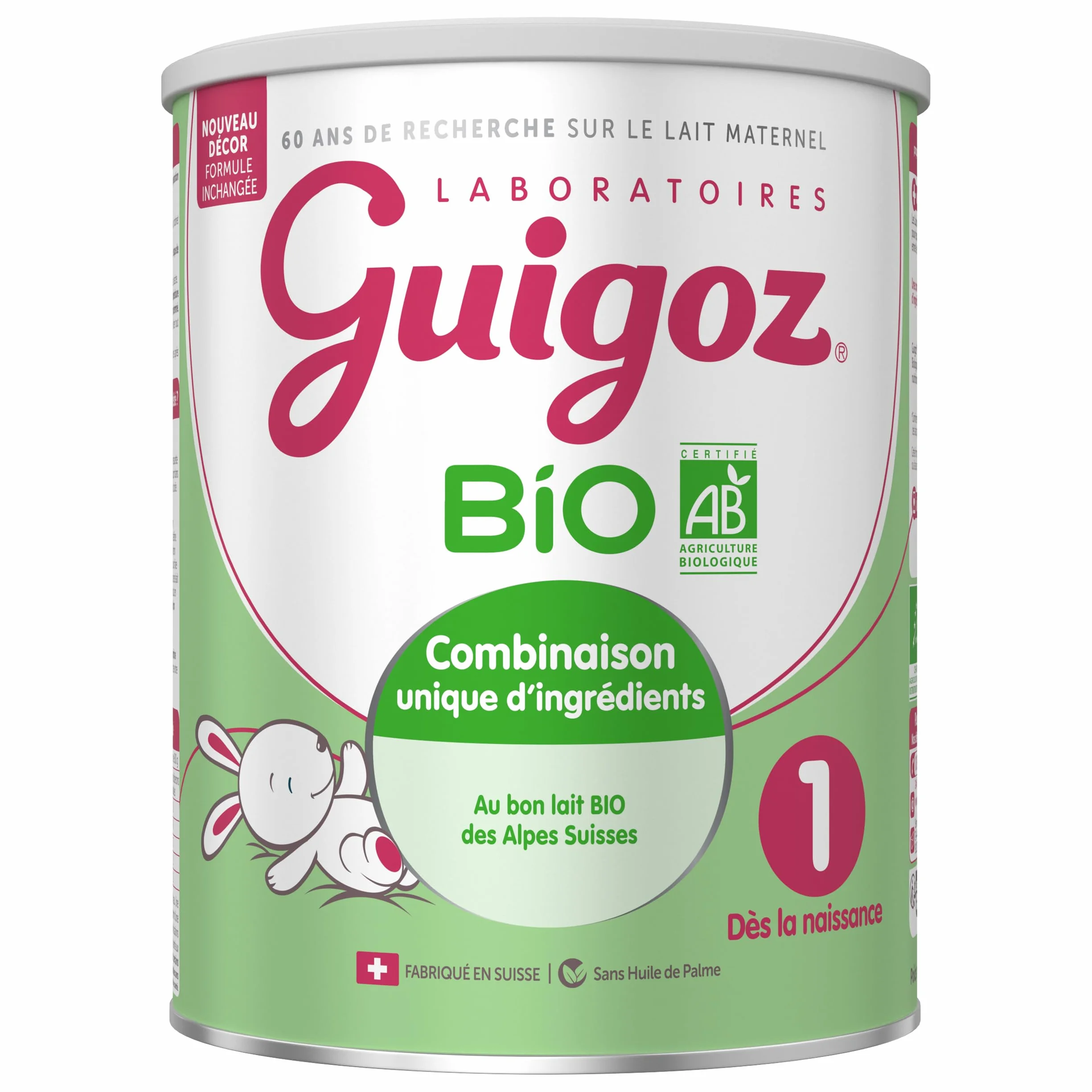 GUIGOZ BIO 1 Dès la naissance - Lait bébé 1er âge en poudre de 0 à 6 mois - Boîte de 800g