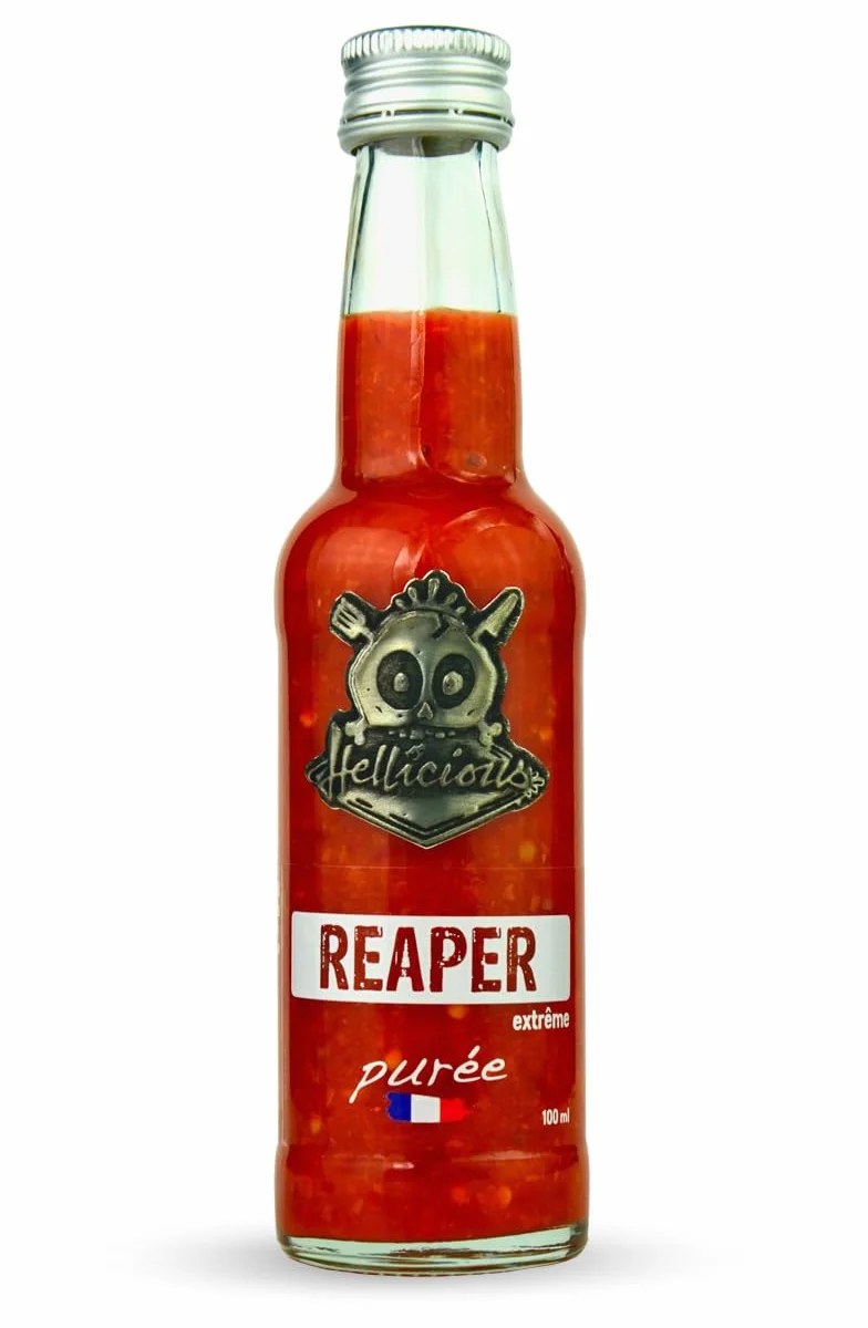 Purée de piment Carolina Reaper piment le plus fort du monde Hellicious fabriquée en France - sauce extrême