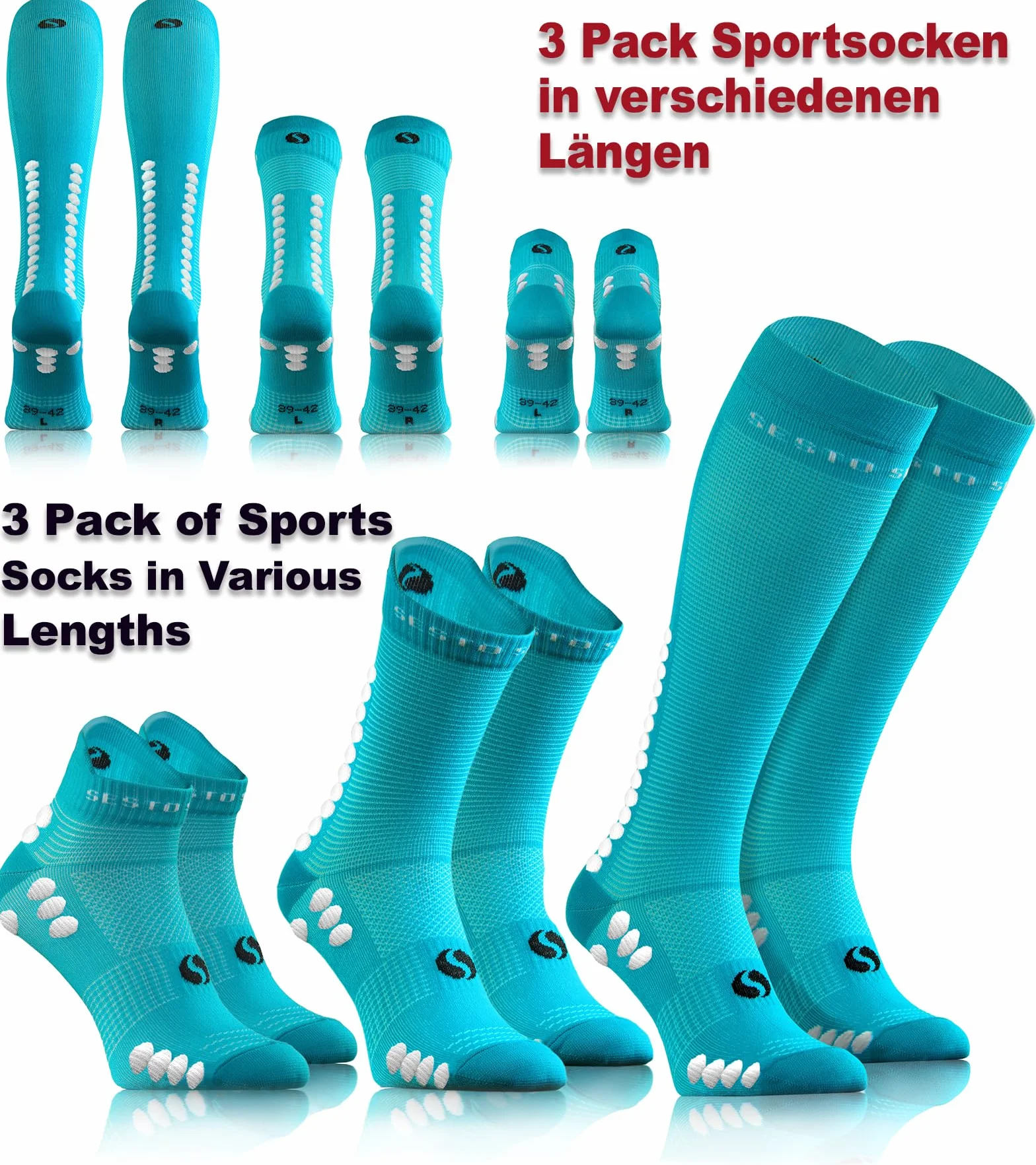 Sesto Senso 3 Paires Chaussettes de Sport Compression Mi-Mollet