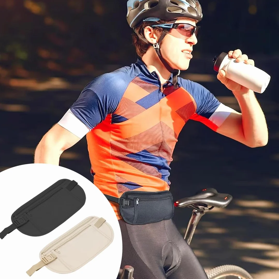 Ceinture dissimulée antivol 2 compartiments pour téléphone, argent, réglable étanche voyage