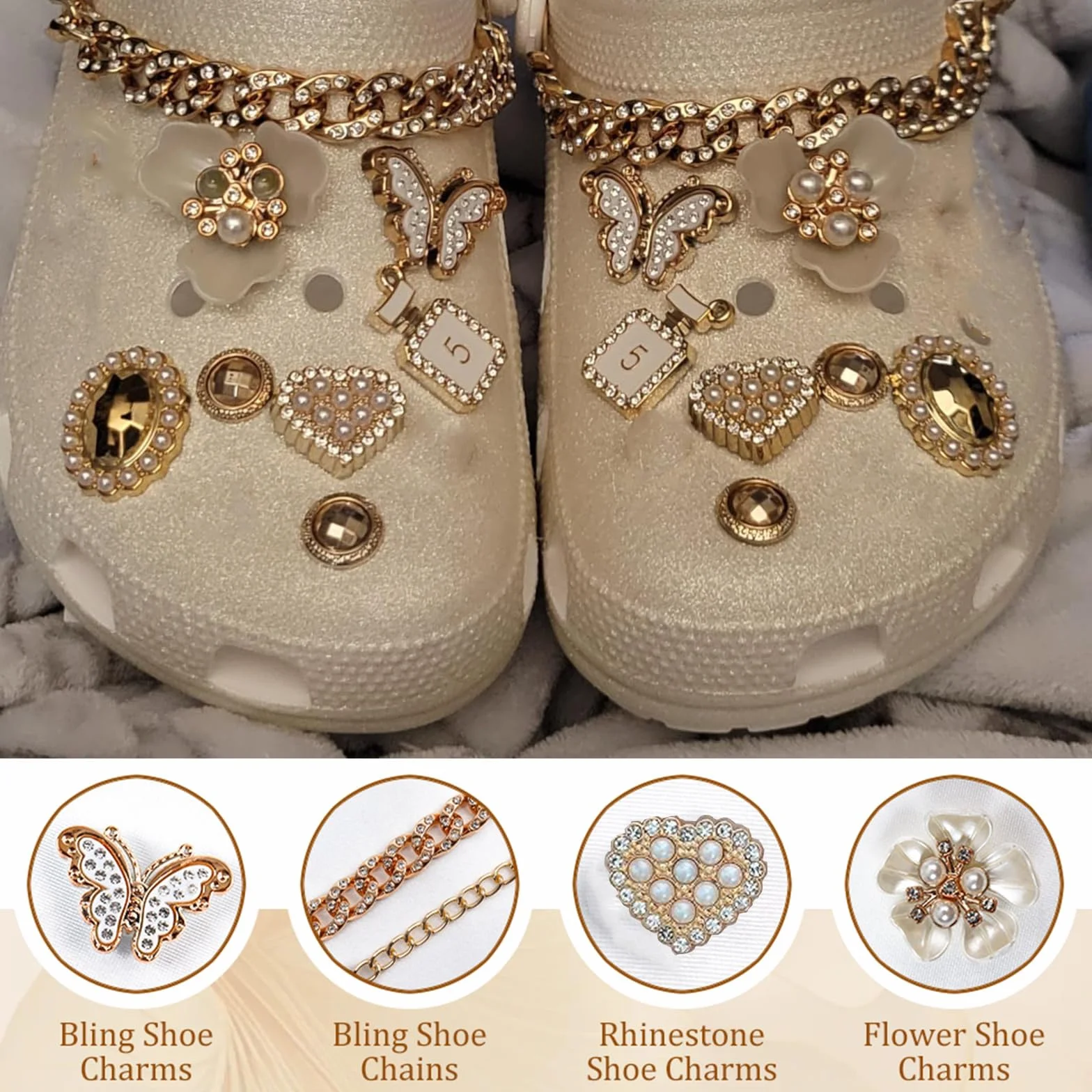 Breloques Strass pour Sabots, Décorations Clipsables en Cristal pour Chaussures Femme