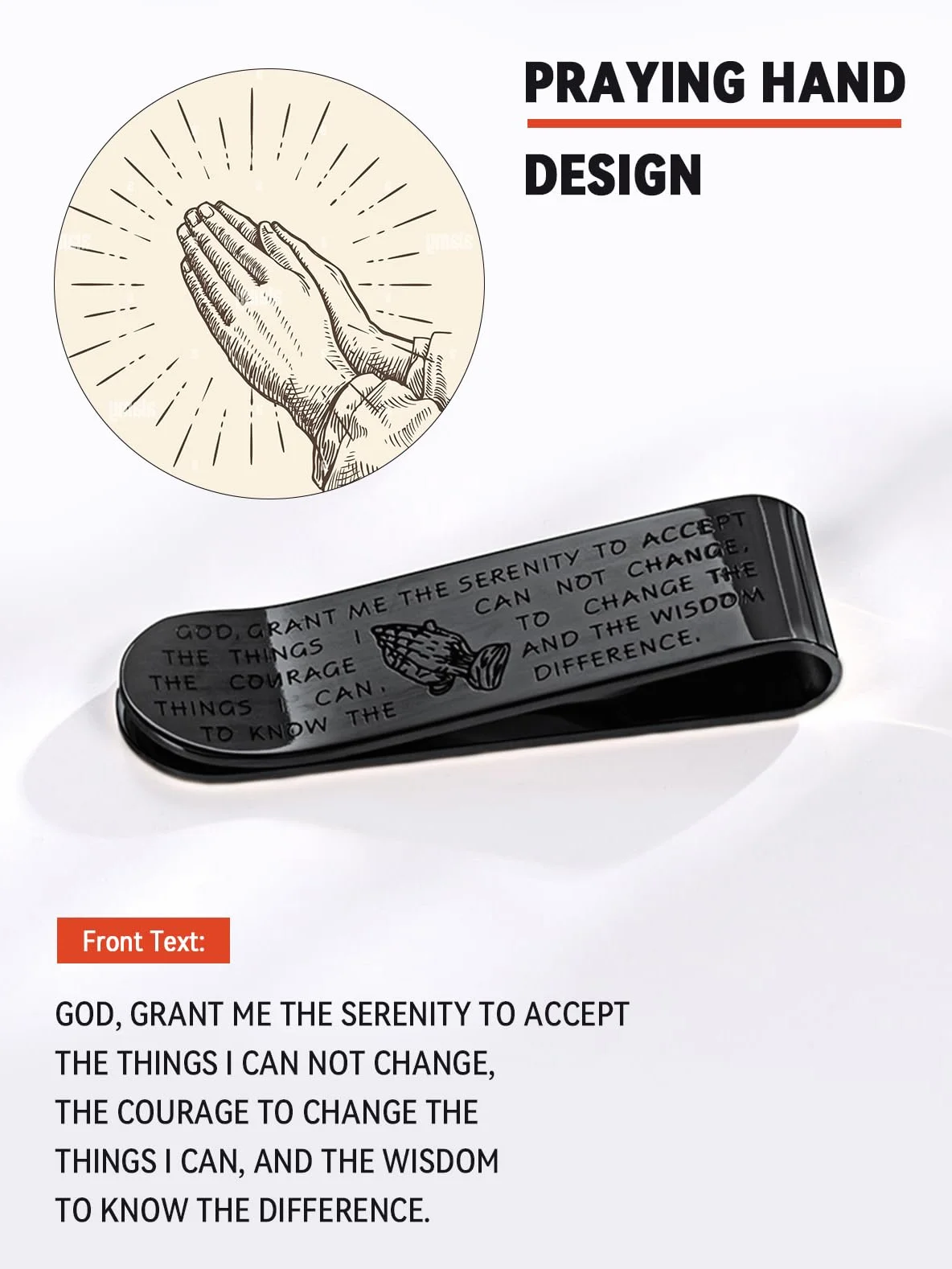 FaithHeart Pince à Billets en Acier Inoxydable Noir Portefeuille Homme