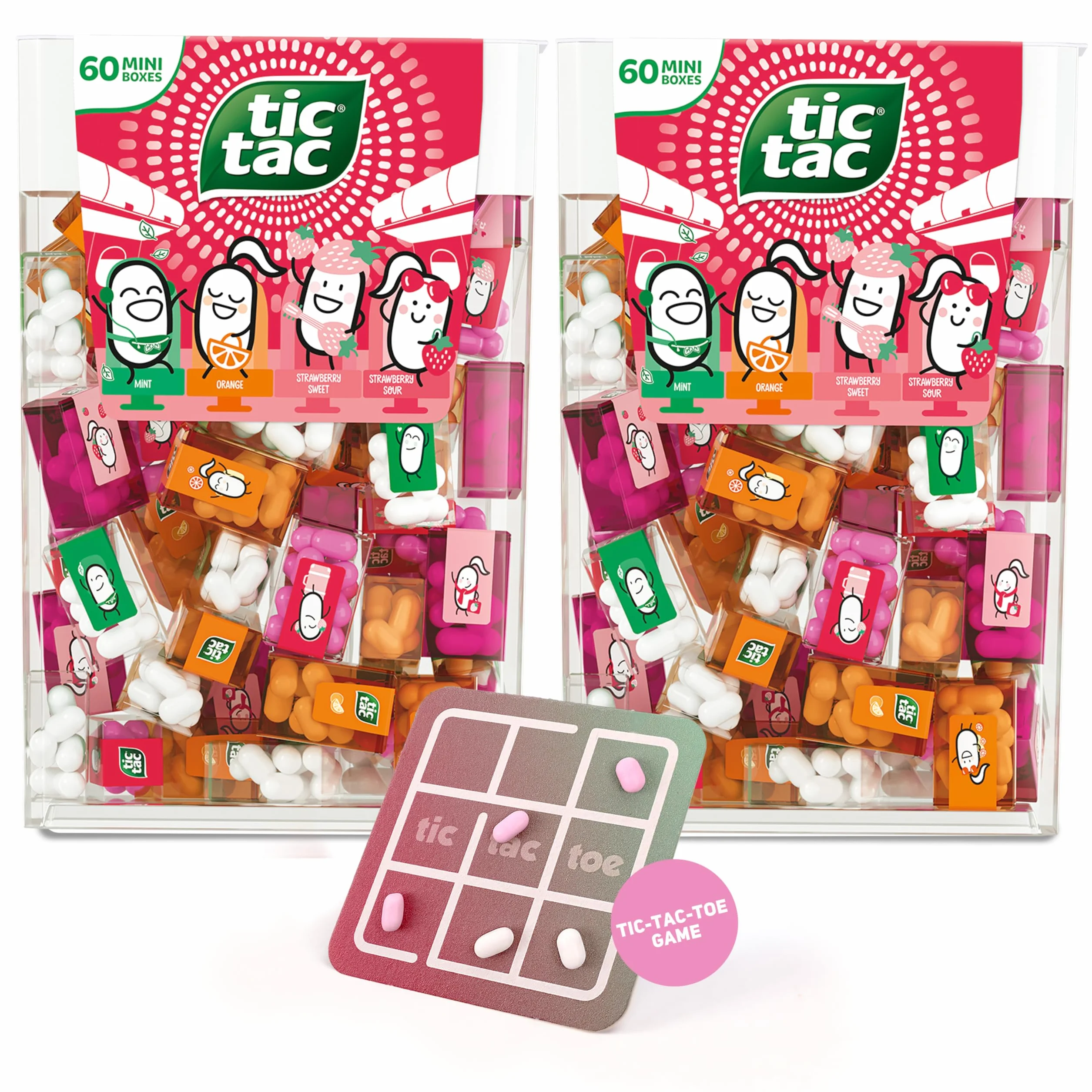 Tic Tac Strawberry Mix Lot de 2 - 60 Mini-Boîtes 120 Bonbons Anniversaire Cadeaux Fêtes