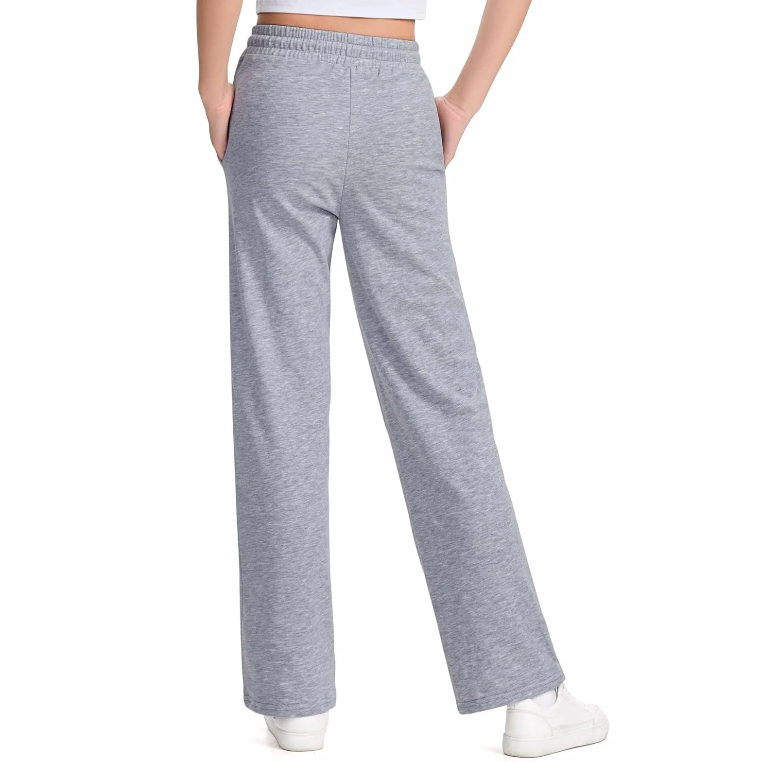 Pantalon de jogging long pour filles taille haute élastique jambe large danse entraînement