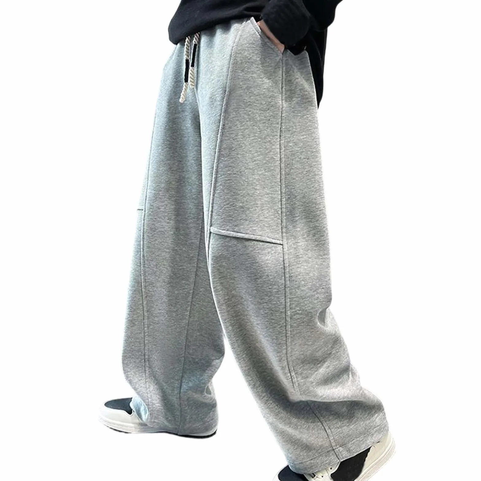 Pantalon Taille élastique Enfant Garçon Baggy Fashion Large avec Poche Chic Confort Casual Streetwear Jogging Sport Ado