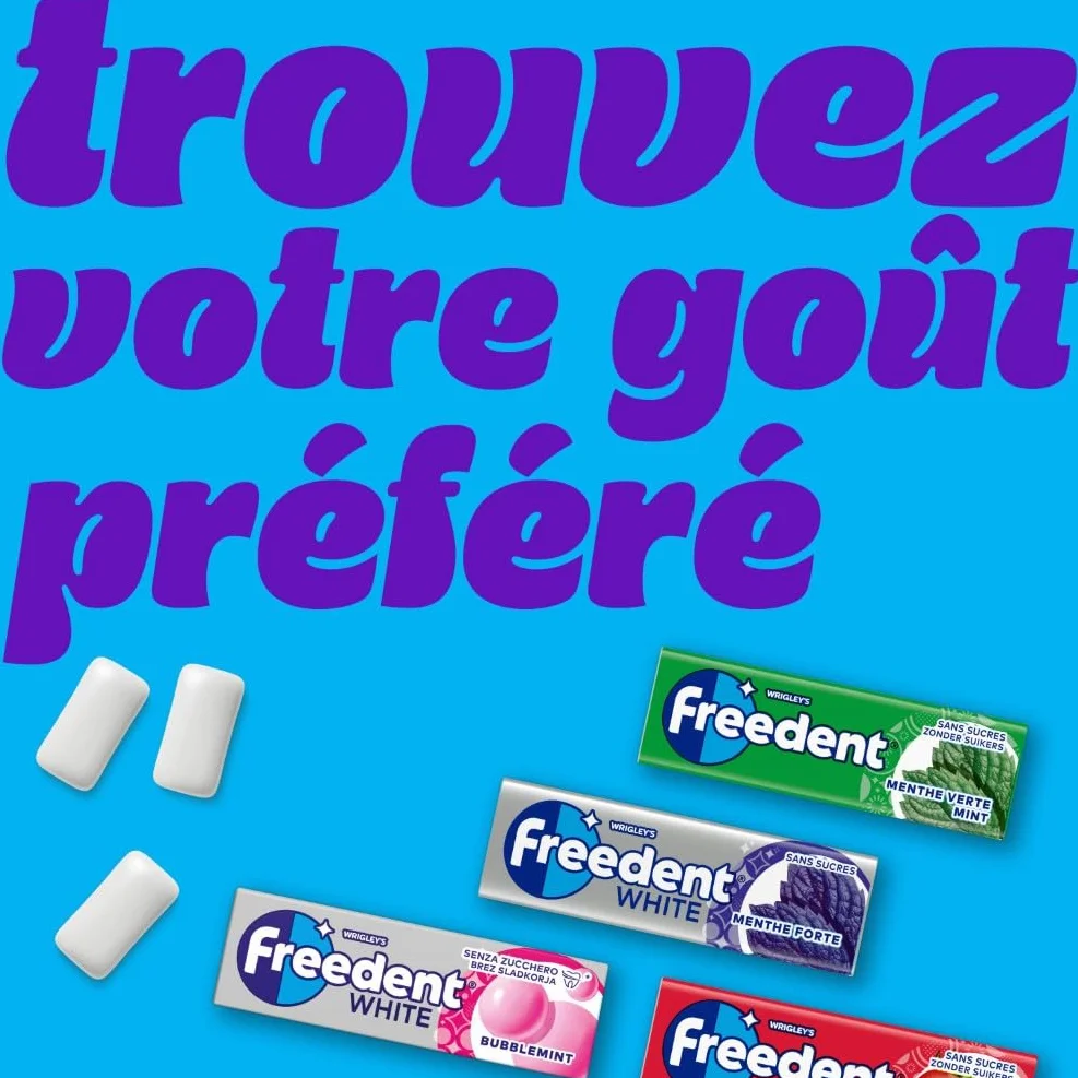 FREEDENT Chewing Gum Sans Sucre Goût Fraise 5 Paquets 70g
