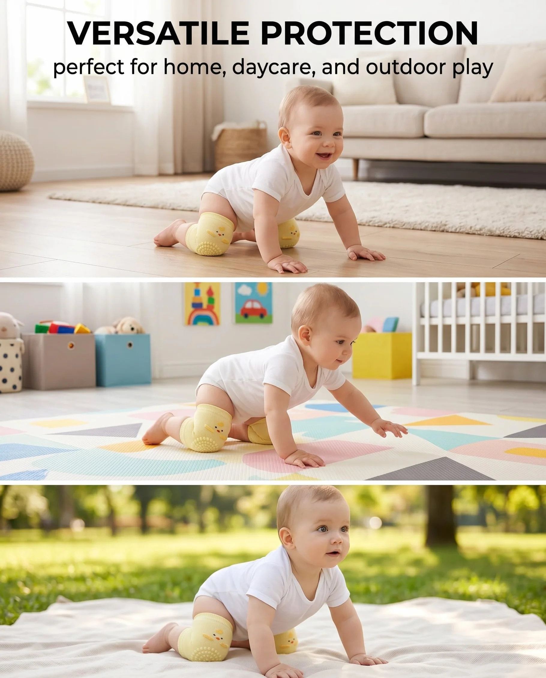 Genouillères Bébé 2 Paires Antidérapantes Anti-Chute Points Silicone Ramper Protection Genoux Souples 0-36 Mois