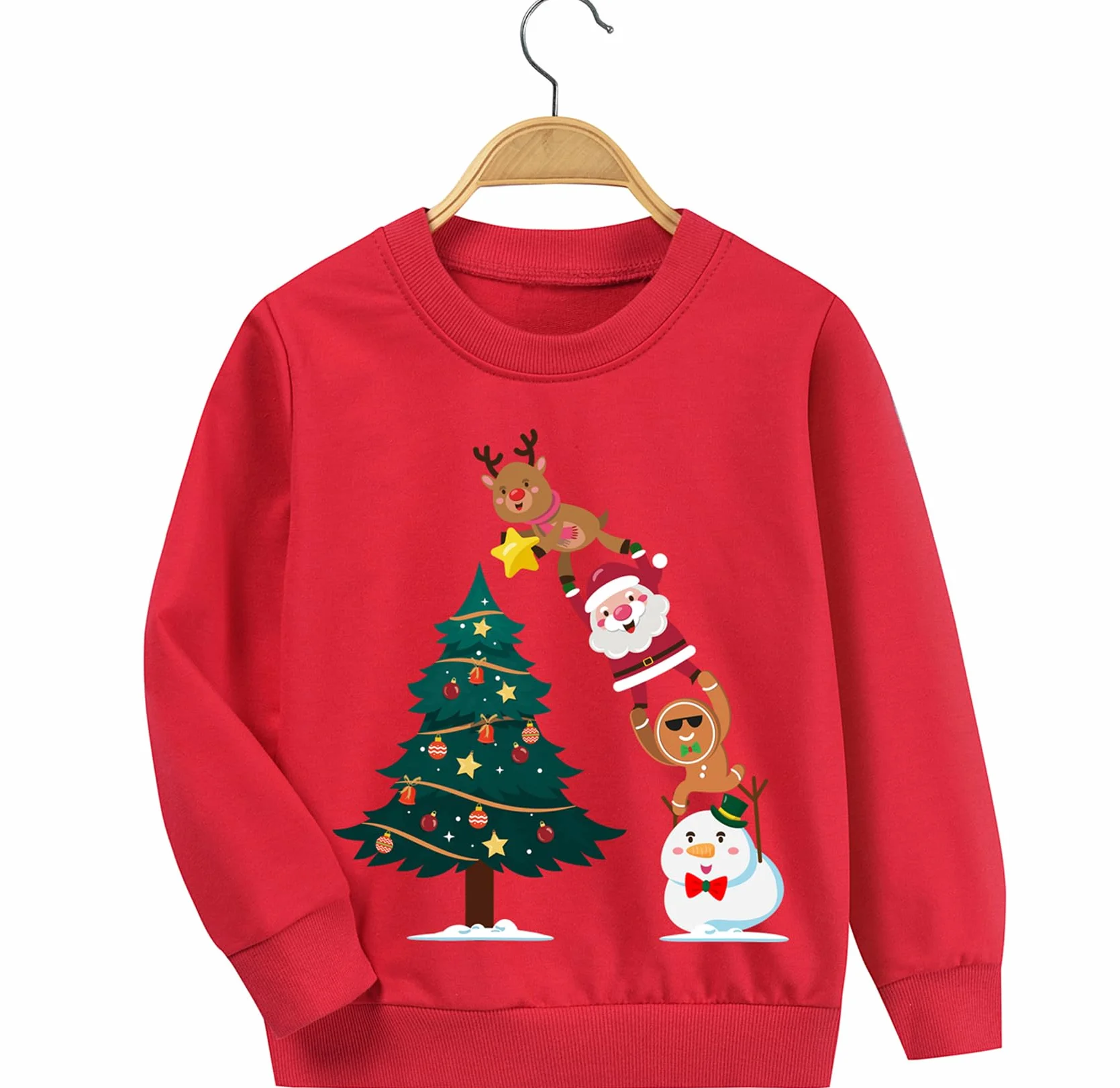 EULLA Sweat-shirt unisexe polaire coton motifs Élan Taille 92-122