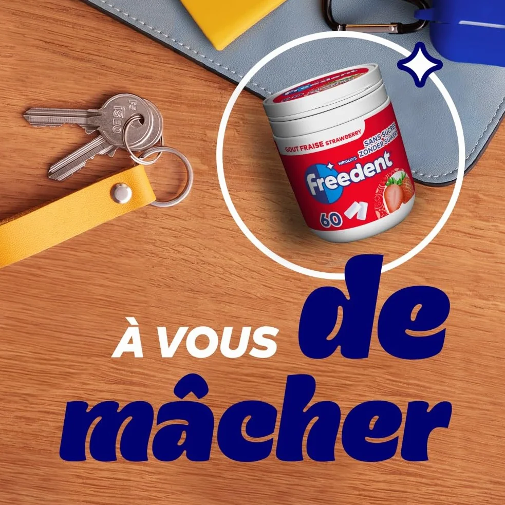 FREEDENT Chewing-gum goût Fraise sans sucres 60 dragées 84g