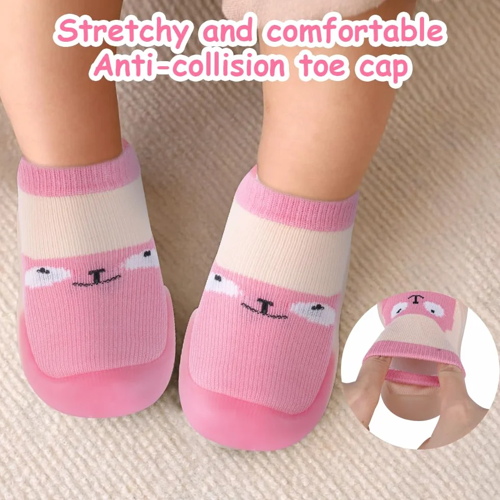 Aolso Bébé Chaussettes Antidérapantes Chaussons Semelle Souple pour Marche Fille Garçon