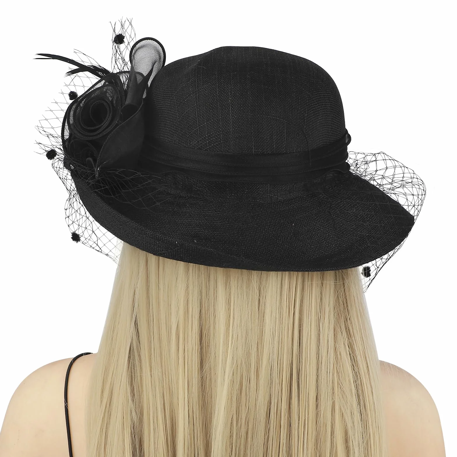 Faxianther Chapeau Derby Femme Vintage Voile Mariage Fleurs Cocktail