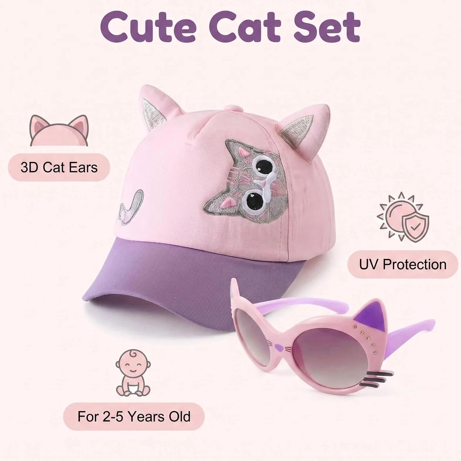 Casquette Enfant Fille Protection UV, Chapeau de Sport Extérieur Été, 50-52cm