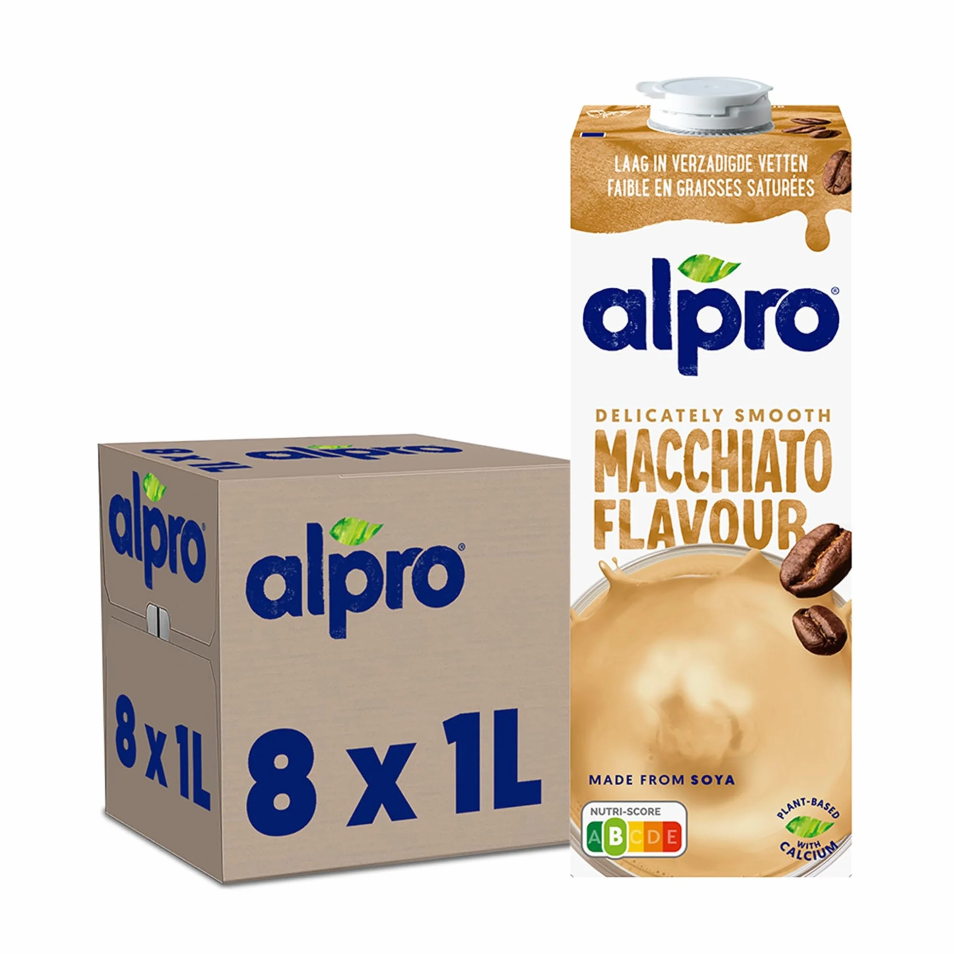 Alpro - Boisson Végétale - Soja Macchiato - 1L - Lot de 8x1L