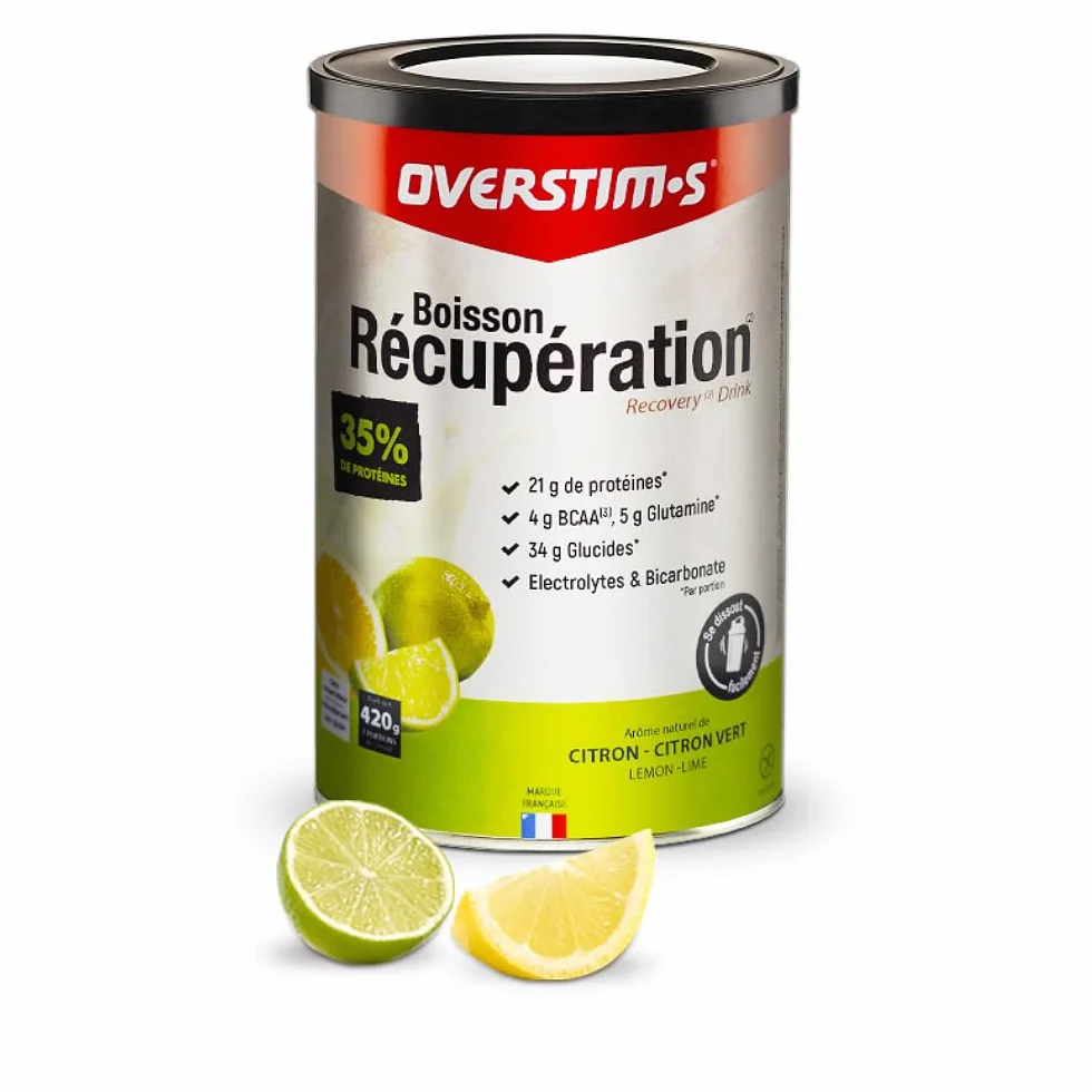 Overstim.s - Boisson de récupération Elite (420 g) - Recharge énergétique et régénération musculaire - Glucides, protéines, BCAA, électrolytes pour une récupération optimale - Citron Citron-vert