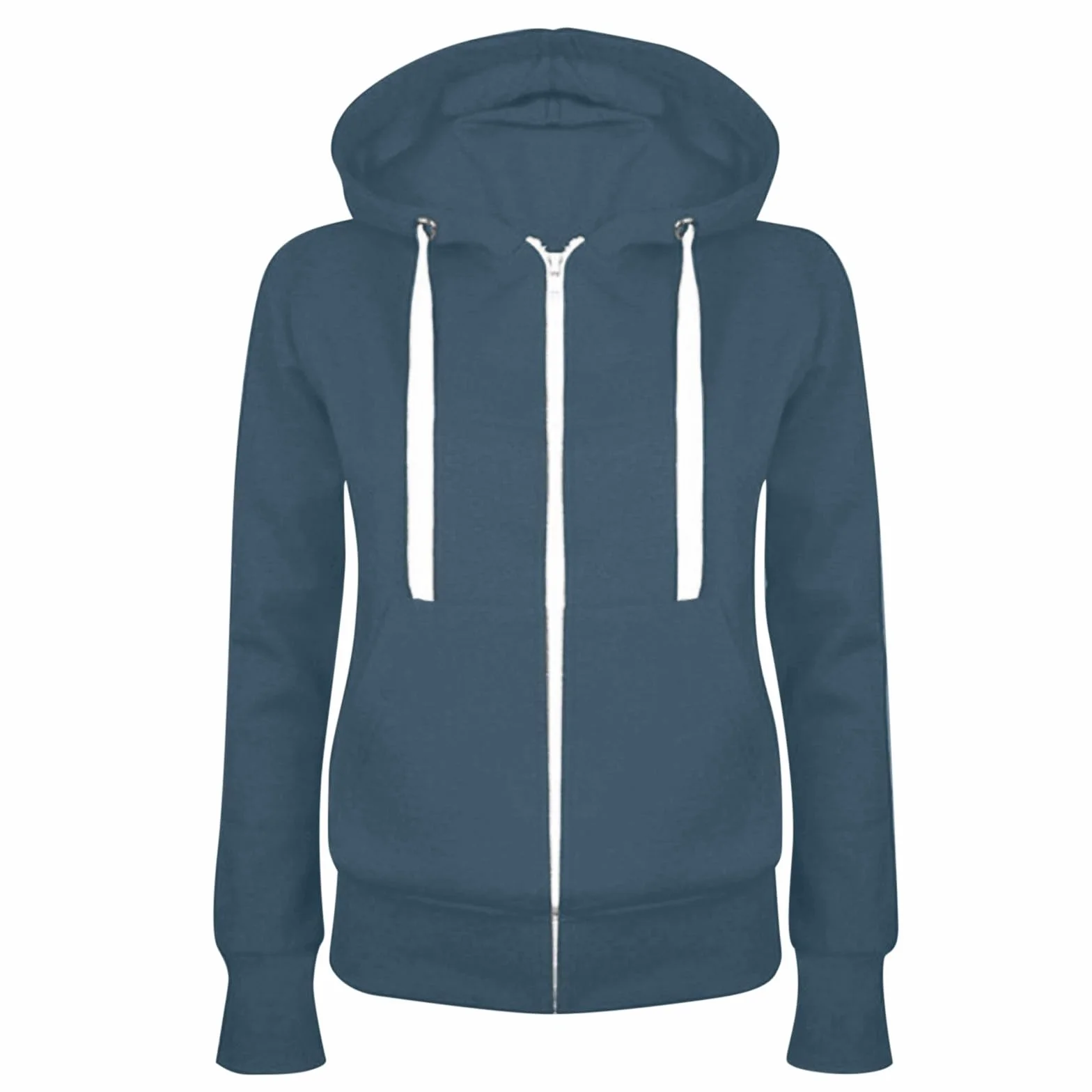 Veste Femme Polaire Chaude Sweat À Capuche Zippée Sweatshirt Manches Longues Avec Poches Couleur Unie Grande Taille