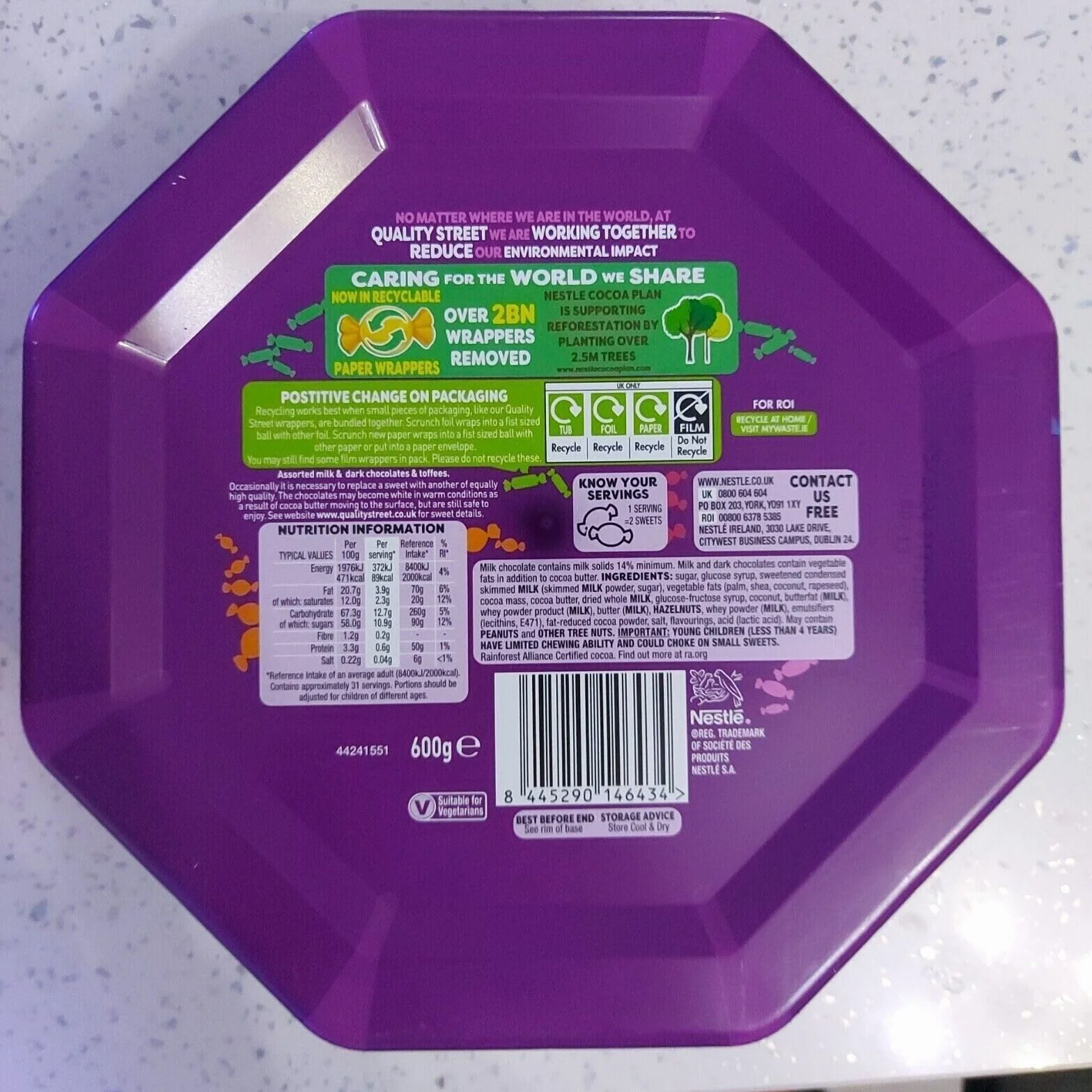 Nestle Quality Street Boîte à chocolat pour Noël 600 g