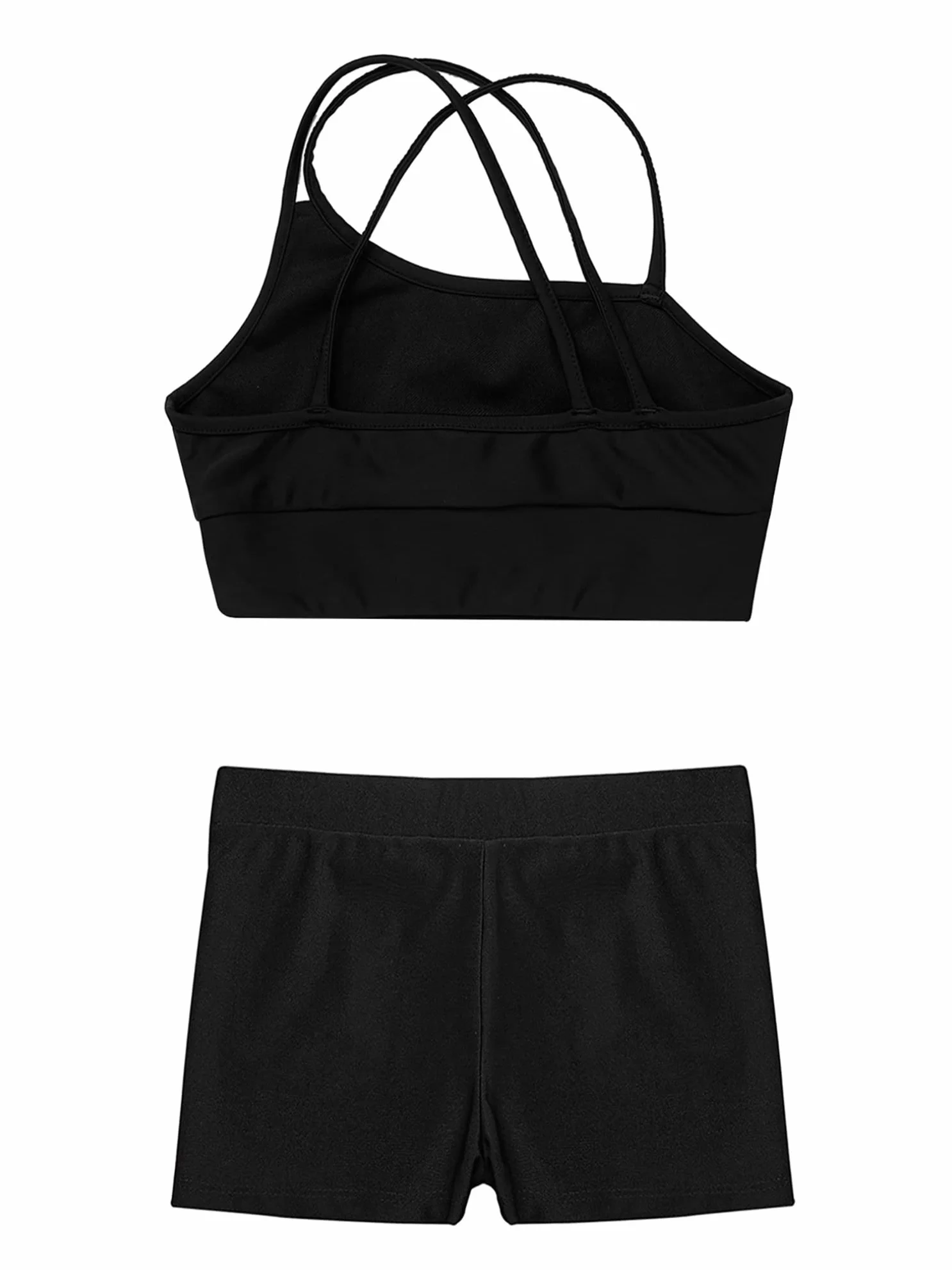 FEESHOW Ensemble Sport Enfant Fille Débardeur sans Manche Brassière Crop Top Short Bain Natation