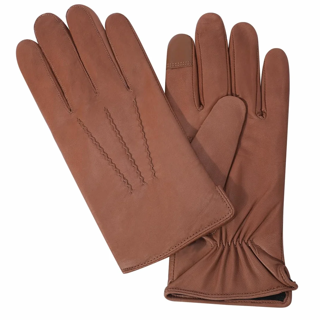 Gants en cuir pour hommes Harssidanzar en cuir de chèvre, hiver écran tactile GM040EU