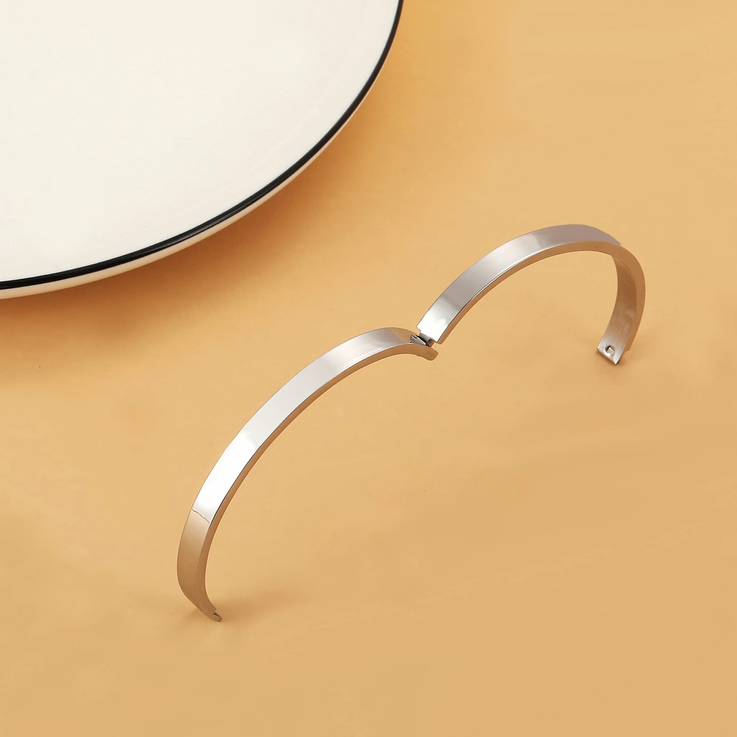 Bracelet Message en Acier Inoxydable pour Femme Argenté Personnalisé Amitié