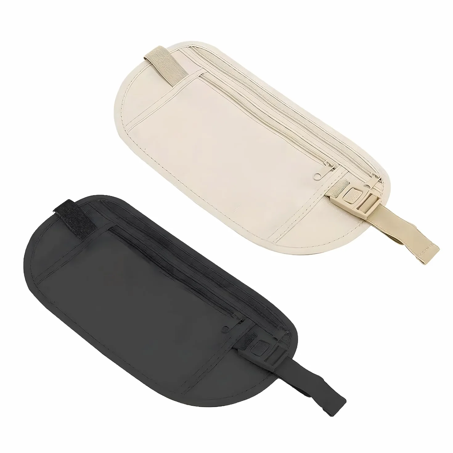 Ceinture Cache Billets Utralégère avec Blocage RFID, Sac Banane Plat Dissimulée Réglable pour Homme Femme Voyage