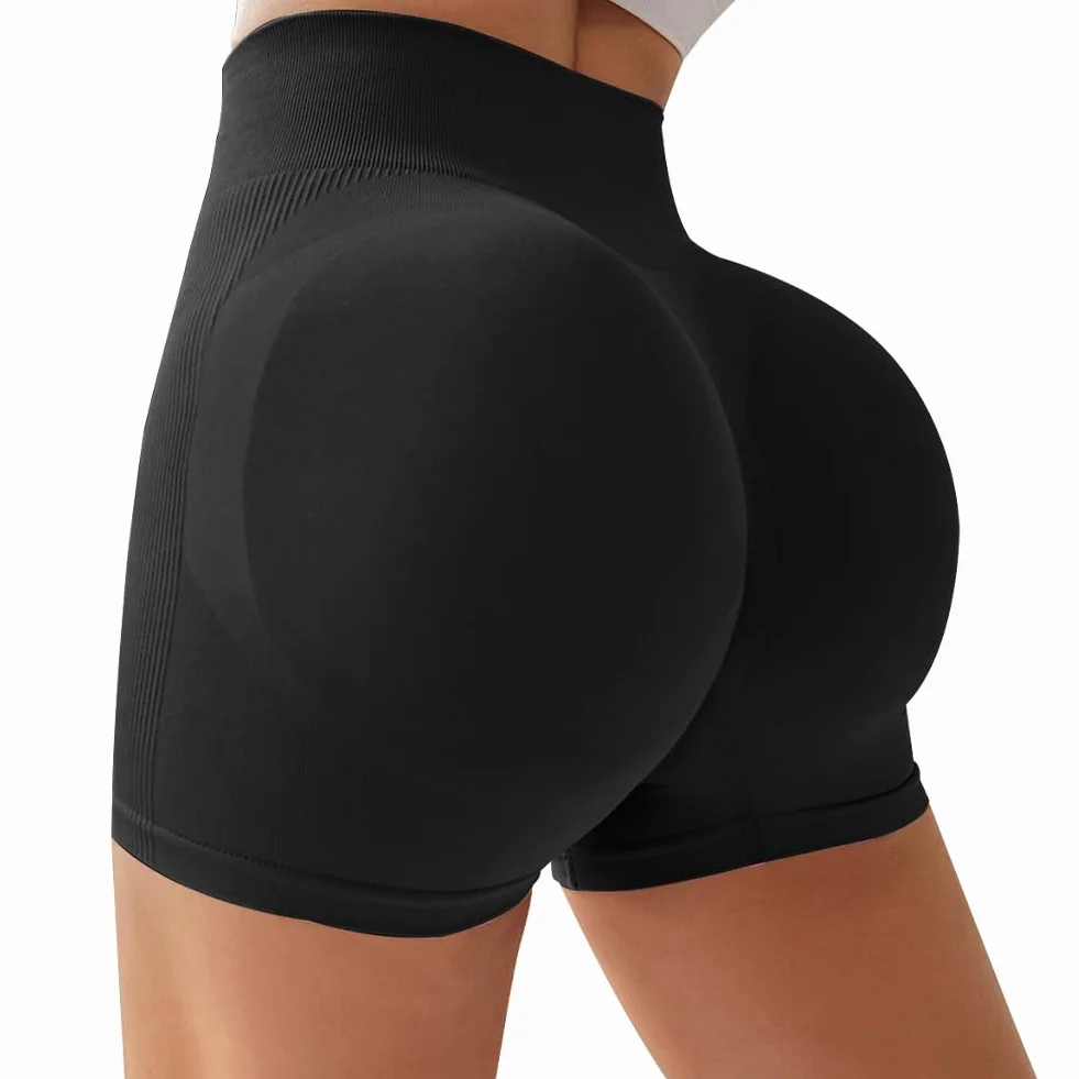 DiULi Short Sport Femme Sans Couture Running Cyclisme Anti-Frottement Scrunch Contrôle Ventre Rose
