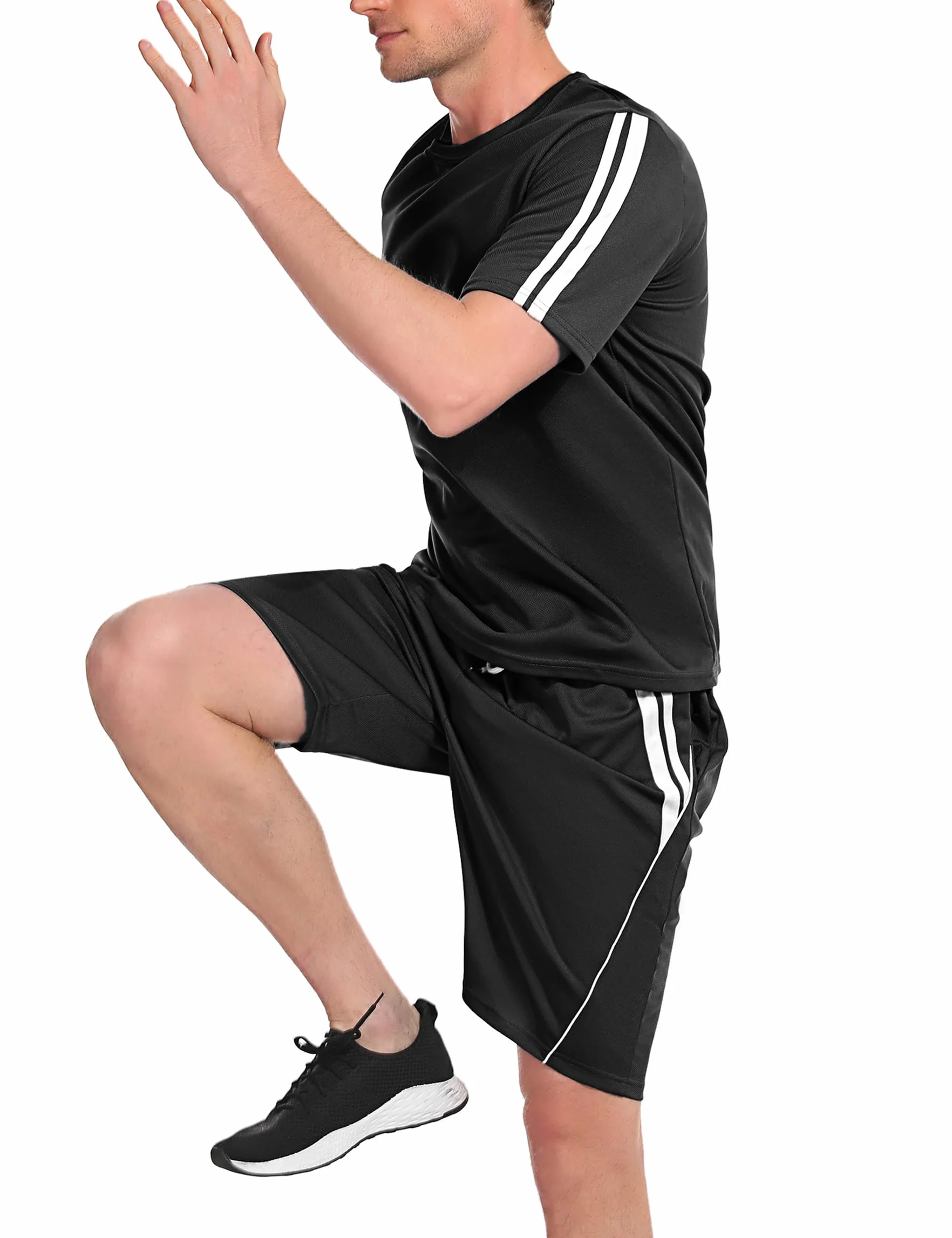 Nieery Ensemble de Sport Court Homme - T-Shirts et Shorts d'Entraînement - Manches Courtes
