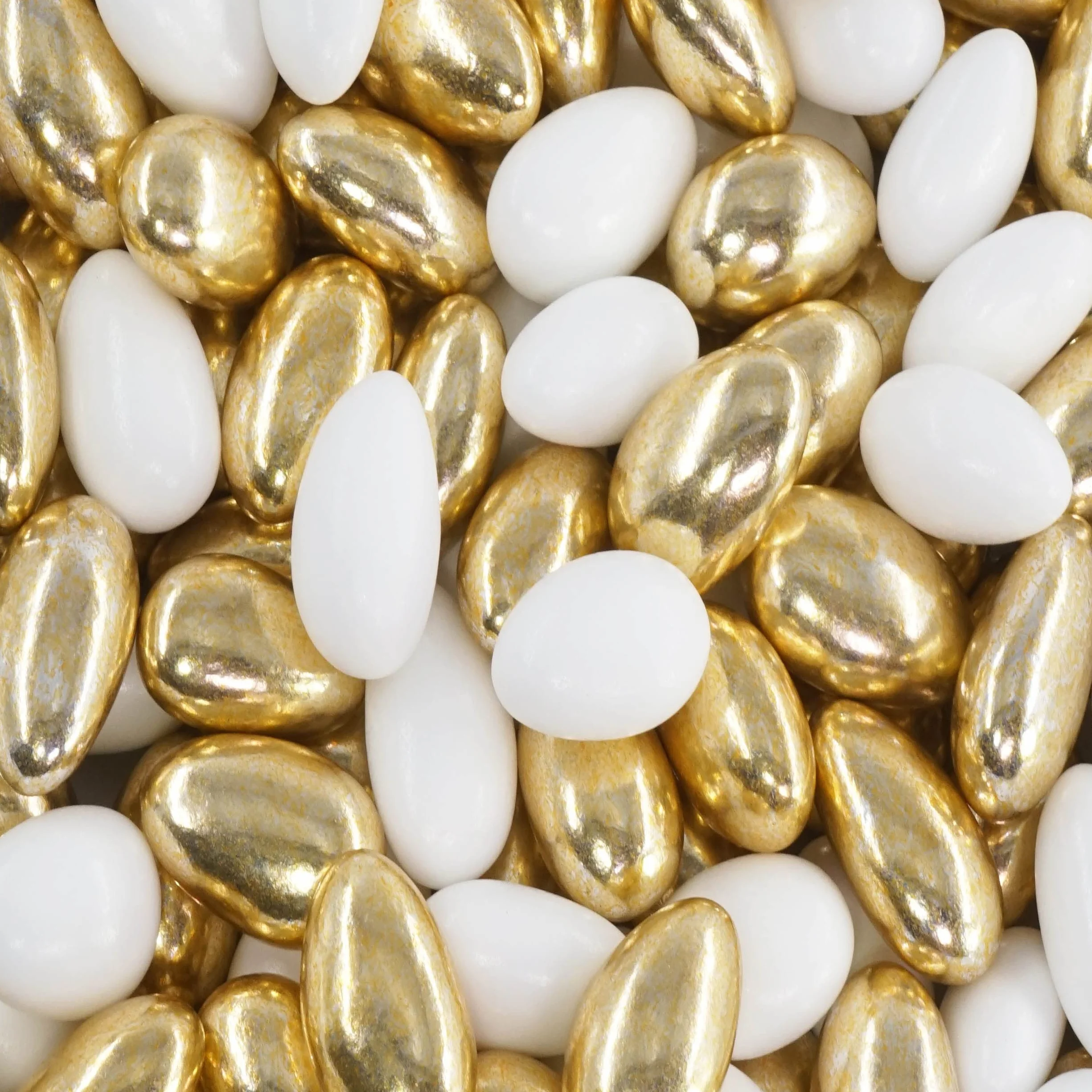 EinsSein Dragées Mariage Amandes 1 kg – Environ 280 Pièces Conchiglia Blanc & Or Brillant