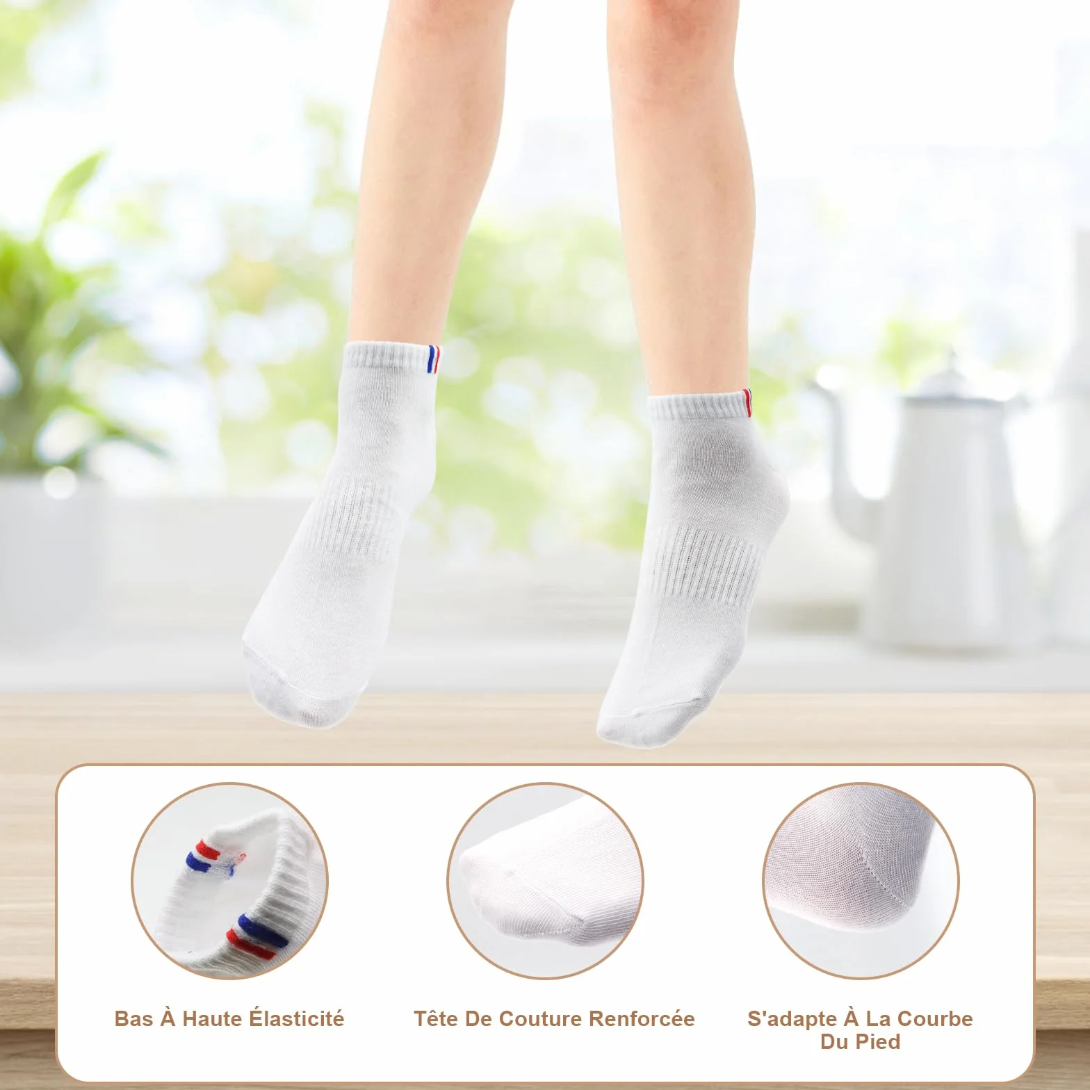 Chaussettes Sport Homme Femme 38-42 VEGCOO Respirantes Absorbant la Transpiration