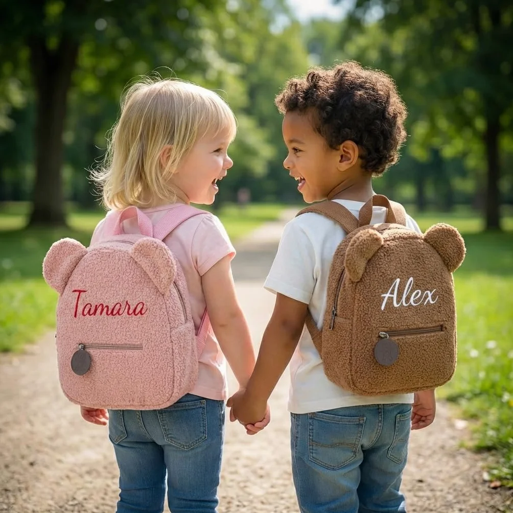 Sac à Dos Enfant Personnalisable Broderie 31cm Kaki Petit Cartable Maternelle Fille Garçon