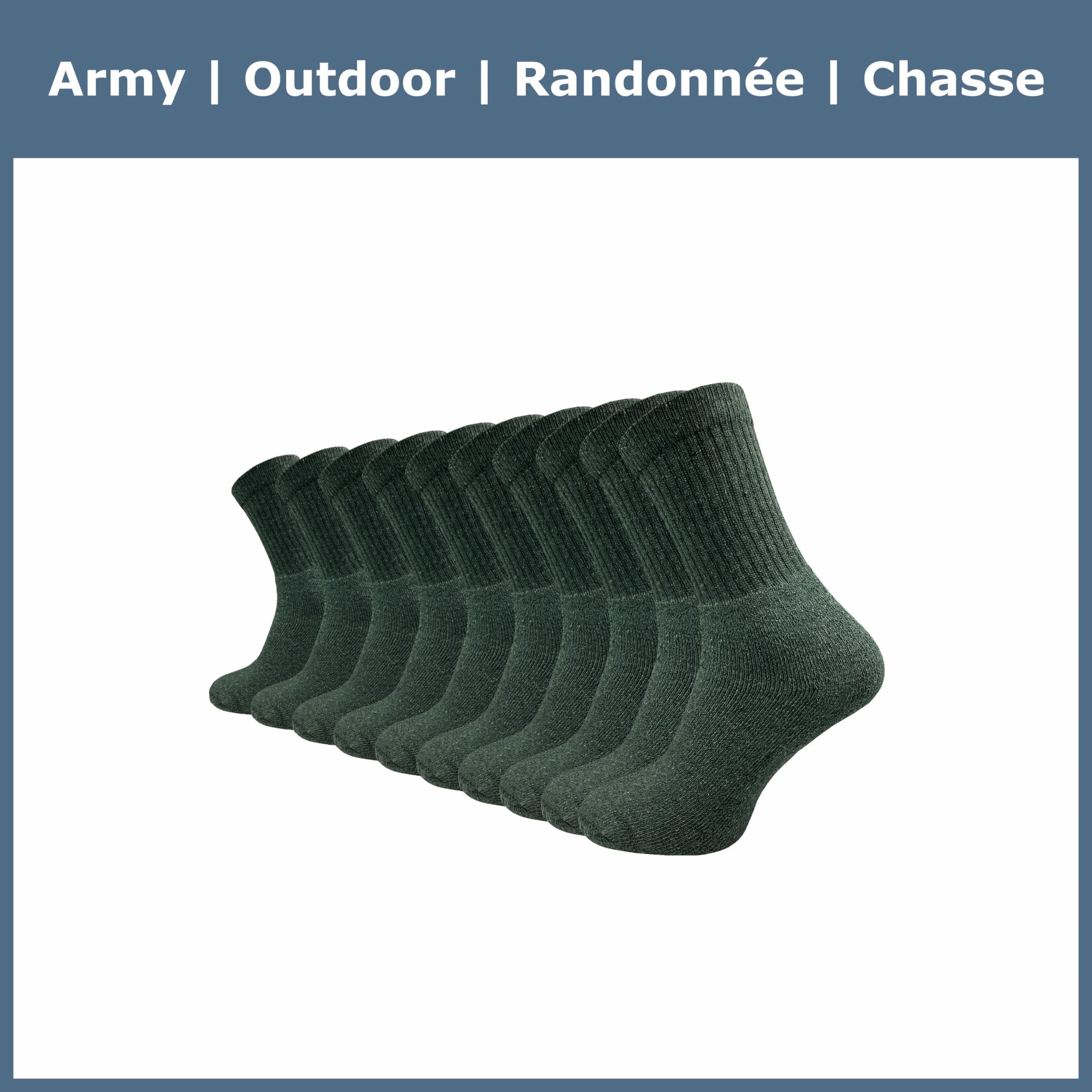 GAWILO Chaussettes Militaires et de Chasse 10 Paires - Pied en Tissu Éponge Renforcé