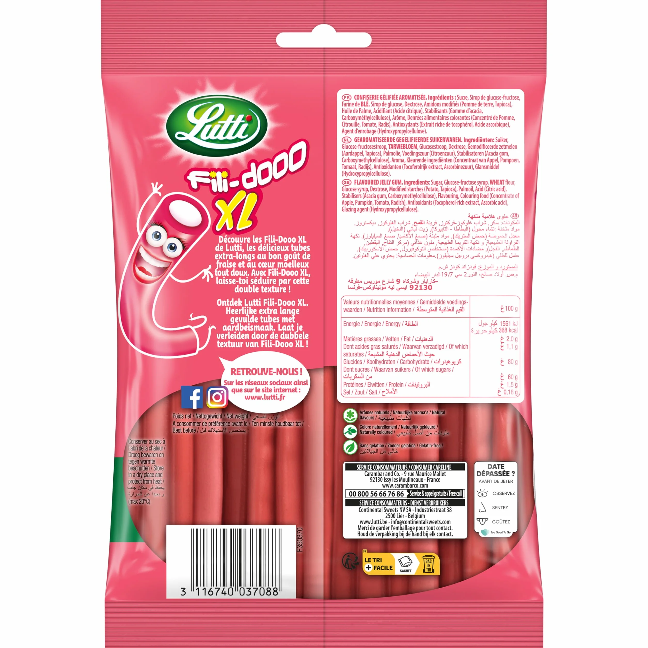 Lutti Maxi Tubs Fraise 180g