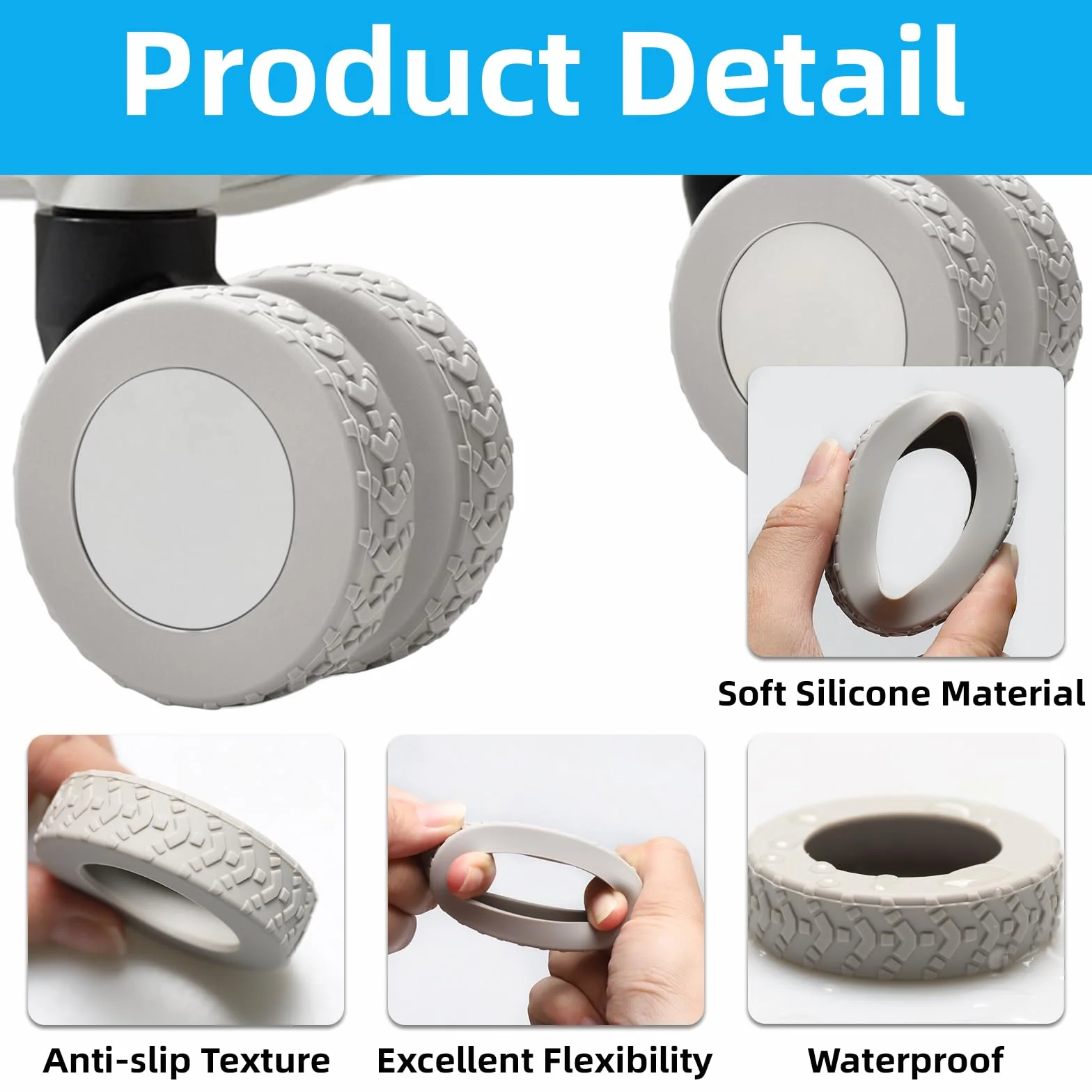 Protection Roue Valise 16 pièces Housses en silicone anti-rayures Réduction du bruit