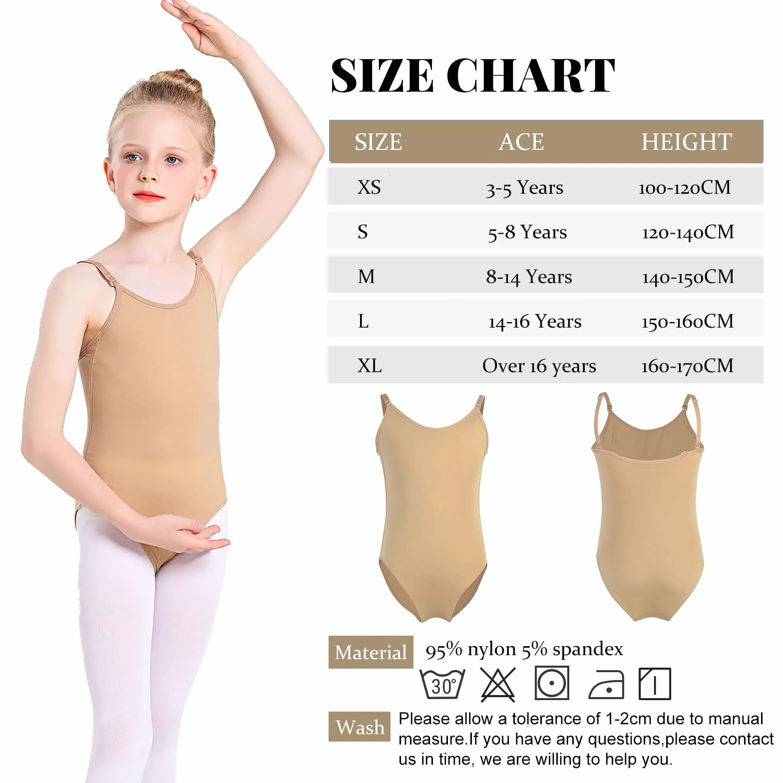 Justaucorps de Gymnastique Nu Sans Couture avec Bretelles Réglables pour Filles