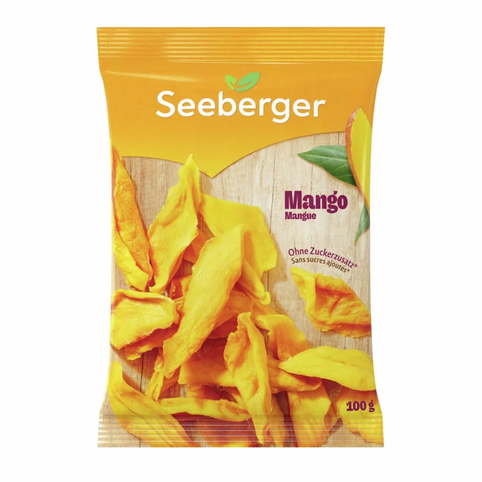 Seeberger Mangue : Lamelles de mangues séchées mûries au soleil - fruitées et exotiques - sans sucre ajouté - encas énergétique, vegan (1 x 100 g)