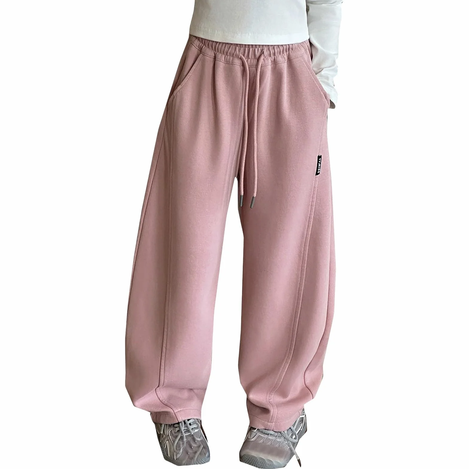 Pantalon de survêtement ample doux pour jeunes avec cordon de serrage - Pantalon de jogging d'école pour enfants garçons et filles