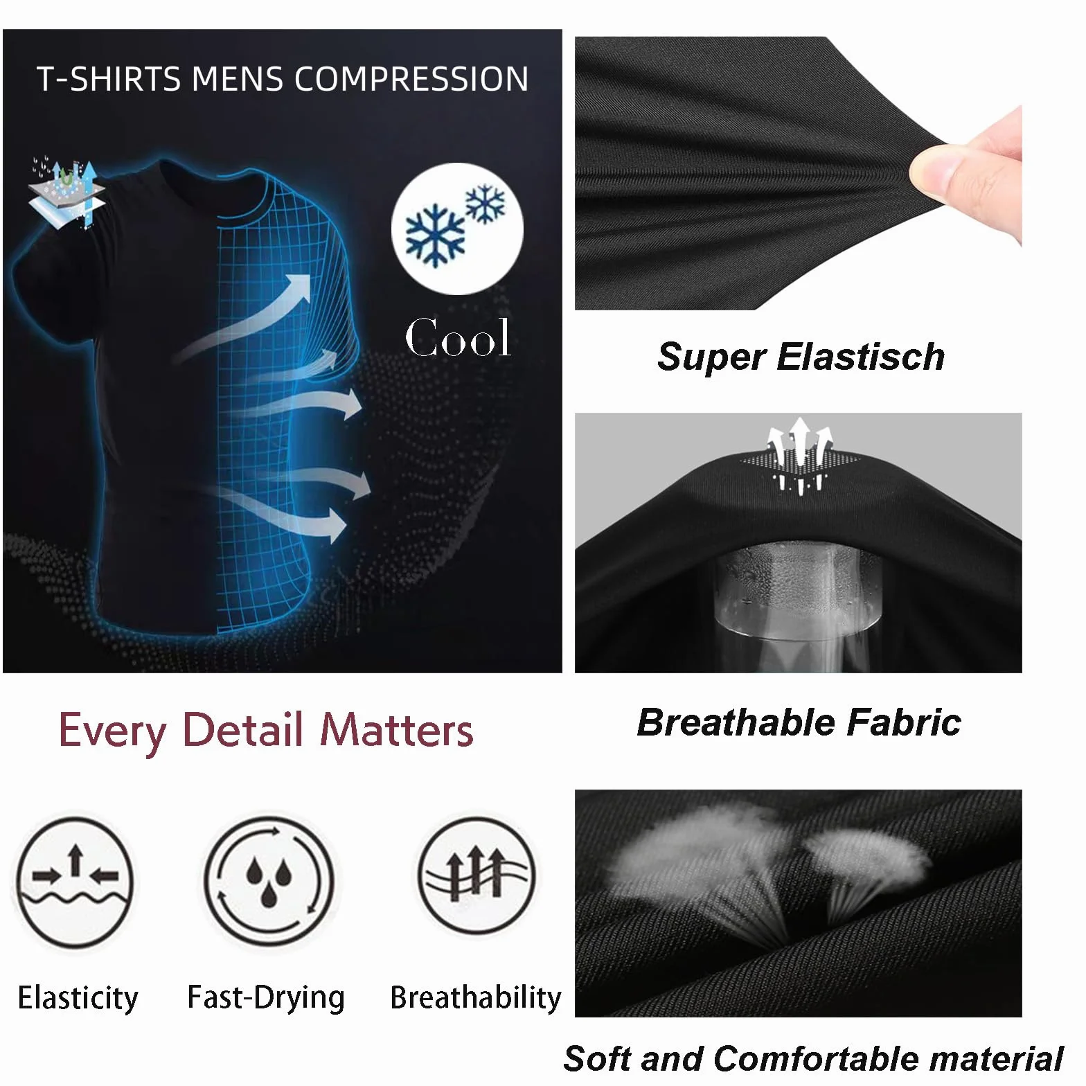 T-Shirt de Sport Homme Respirant Séchage Rapide Athlétique Manches Courtes Entraînement Courir Gym