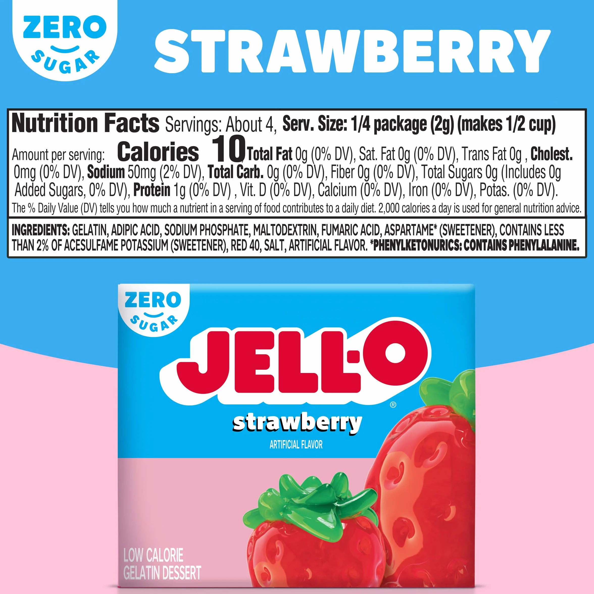 Jello Strawberry sans Sucre 8,5 g