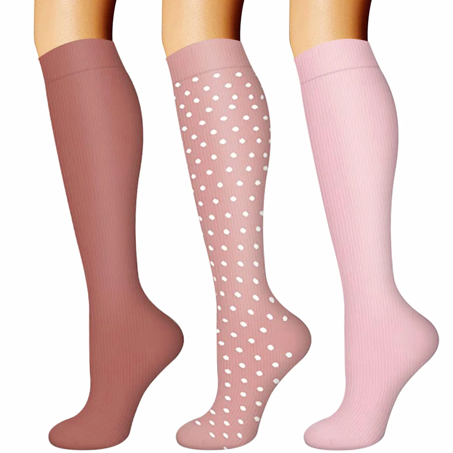 DRESHOW Chaussettes de Compression Hommes Femmes Sport Cyclisme Course 3 Paires