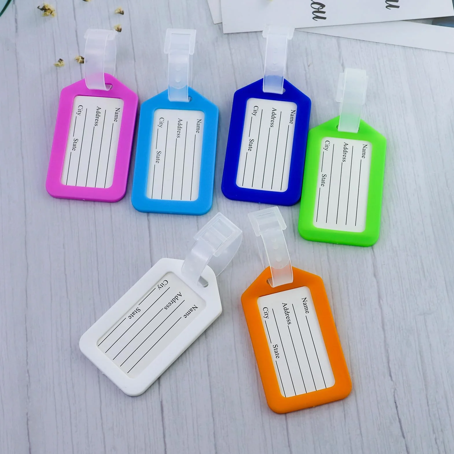Étiquettes de Bagage en Plastique Colorées pour Voyage (6)