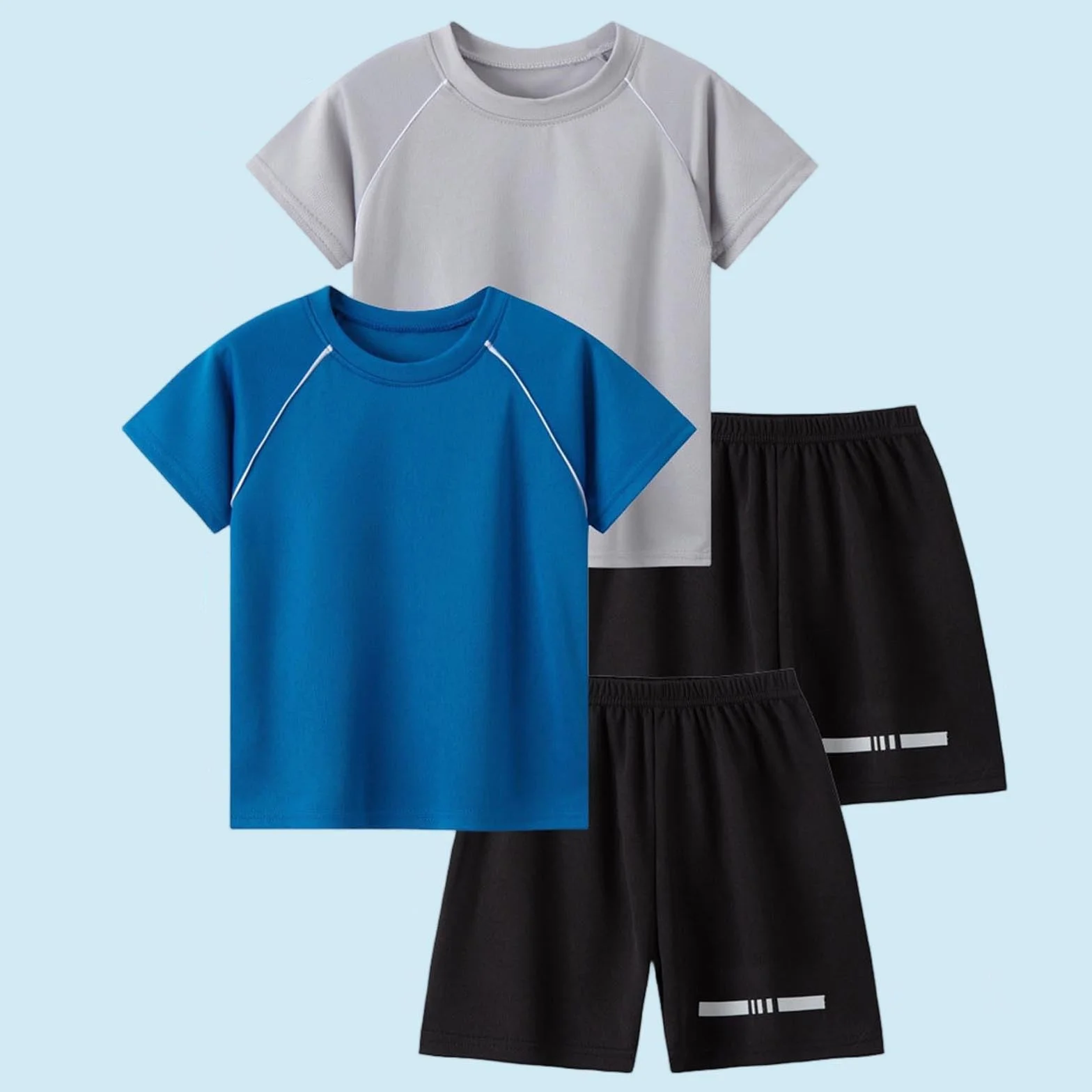 Lot de 2 t-shirts et shorts amples pour garçons - Vêtements de sport sans étiquette 2-14 ans