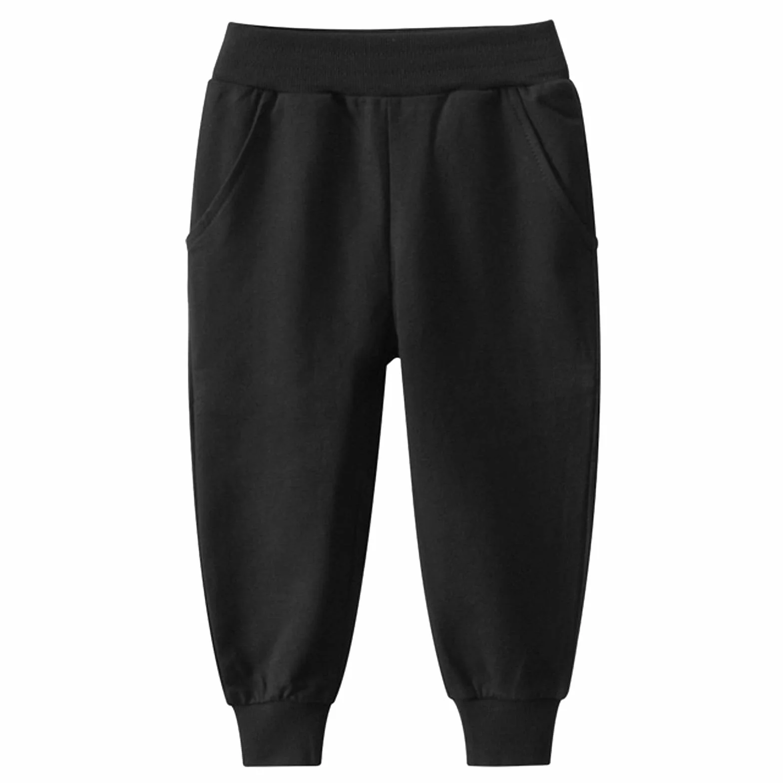 Pantalon de jogging garçon coton taille élastique poches long B55