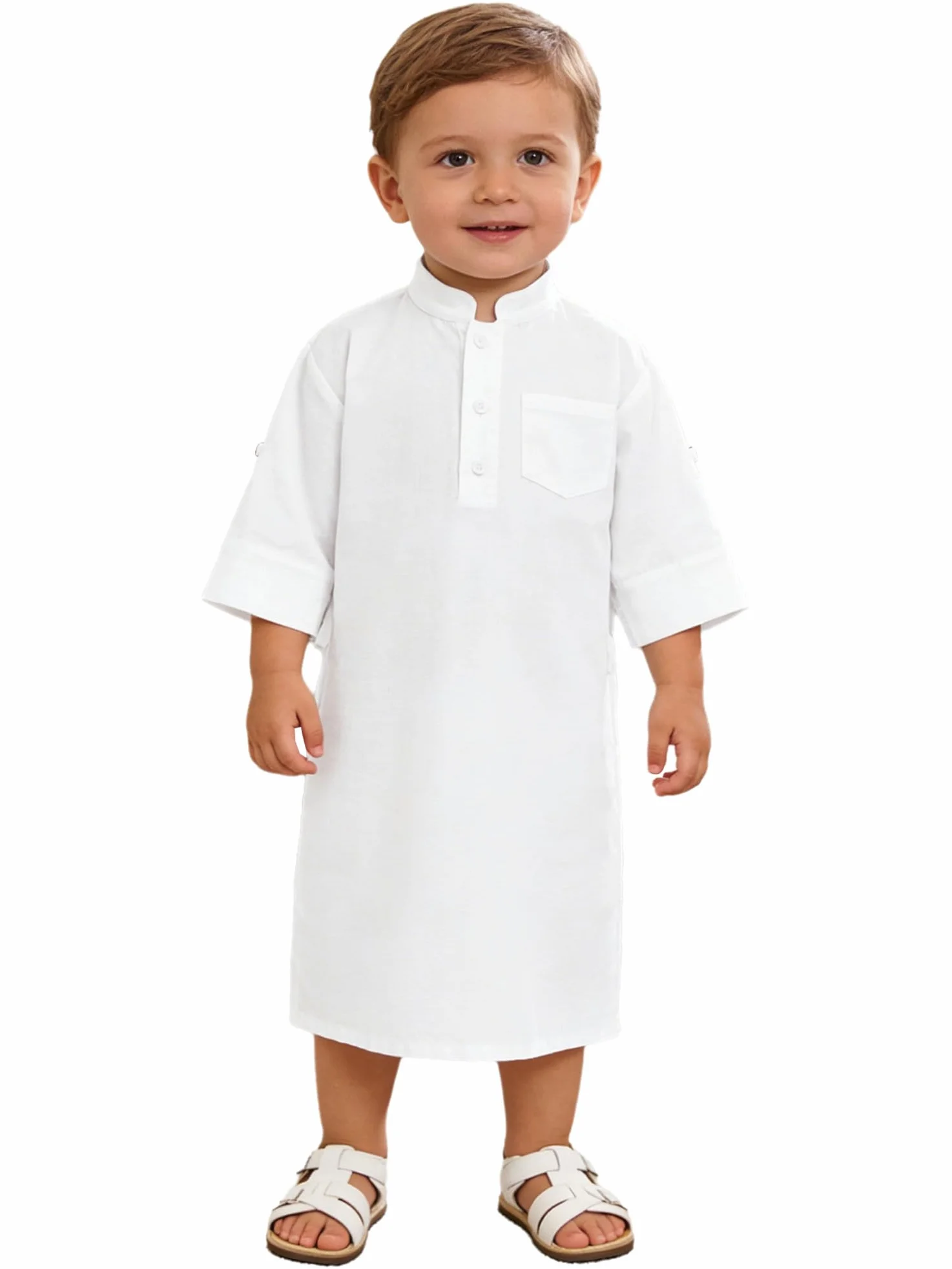 Thobe Arabe pour Bébé Garçon Robe Prière Abaya Eid Kaftan