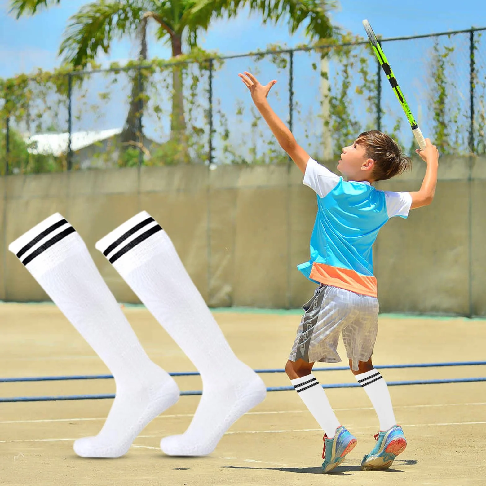Chaussettes Hautes Foot Enfant 3 Paires Rugby Basket Garçons Filles 5-12 Ans