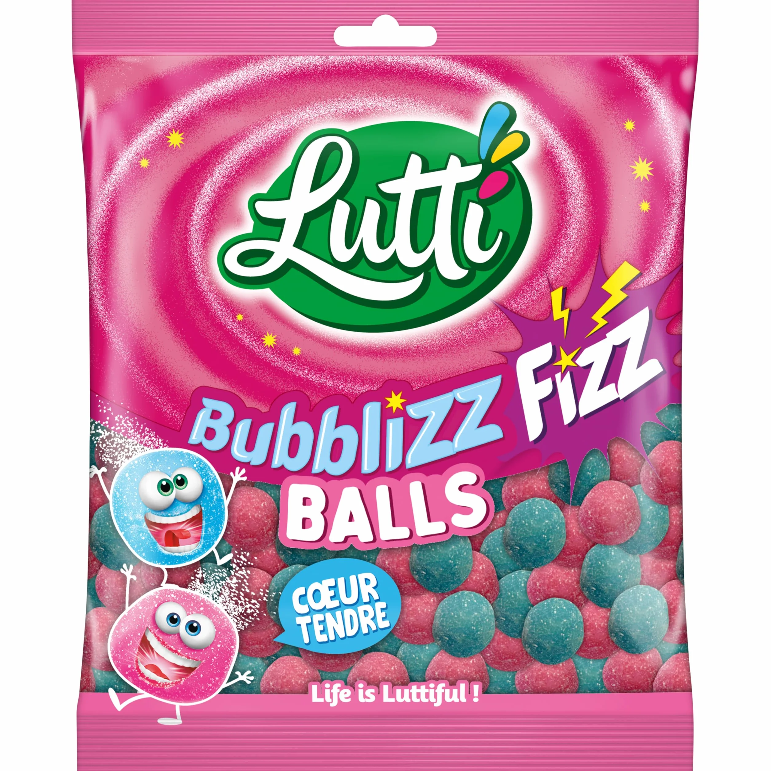 LUTTI Bubblizz Balls Bonbons Goût Acidulé 100g x15