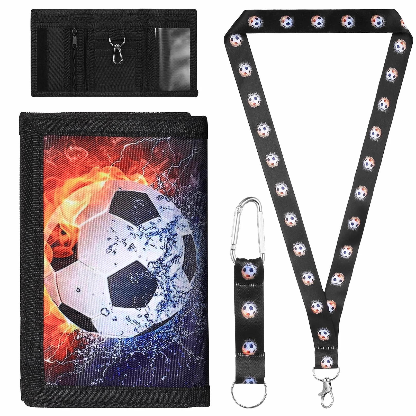 Portefeuille de Poitrine Football pour Enfants, Garçons et Filles, Porte-monnaie, Sac Bandoulière Homme, Cadeaux avec Porte-clés